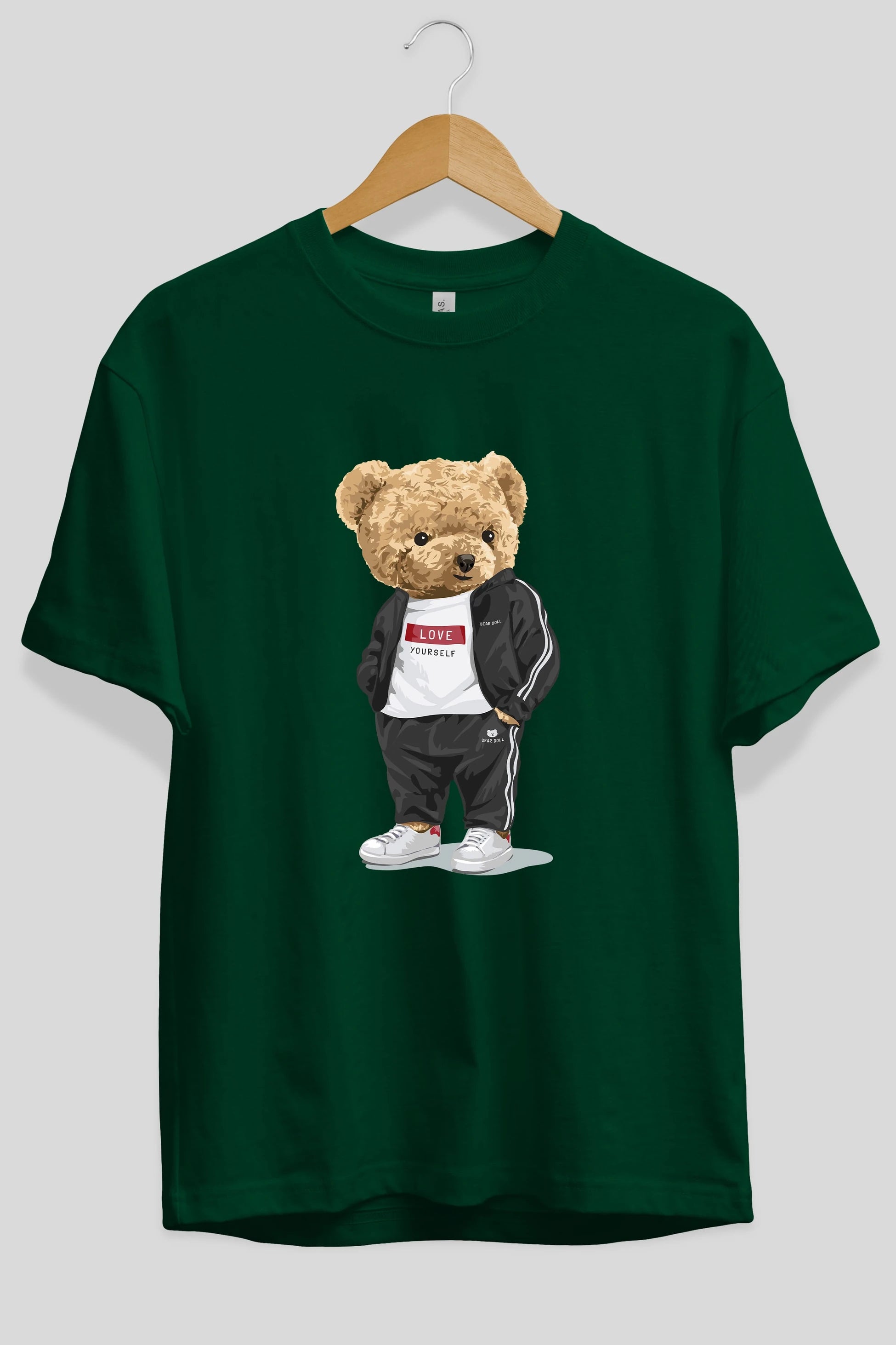 Teddy Bear Love Yourself Ön Baskılı Oversize t-shirt Erkek Kadın Unisex %100 Pamuk