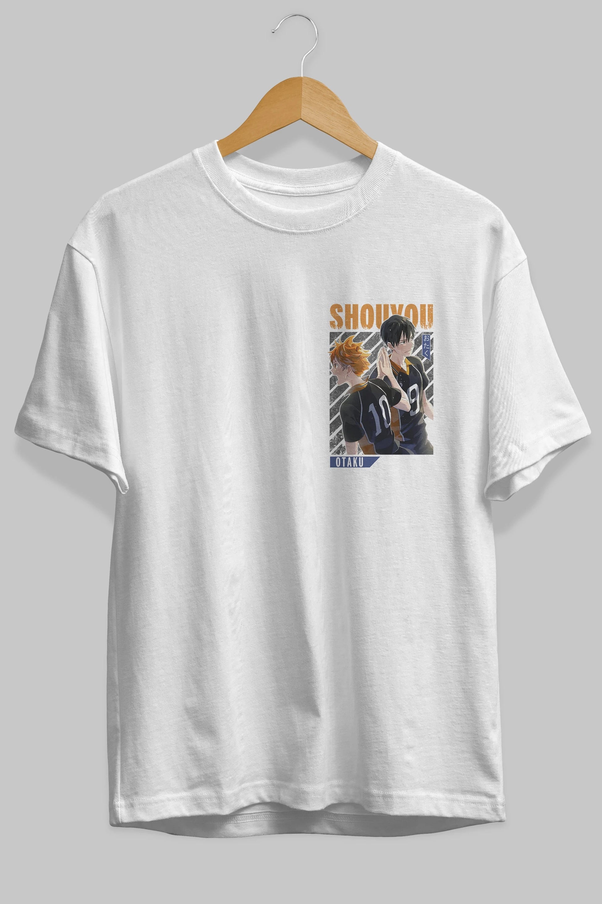 Shouyou Hinata 12 Ön Sol Baskılı Oversize t-shirt Erkek Kadın Unisex %100 Pamuk Bisiklet Yaka tişort