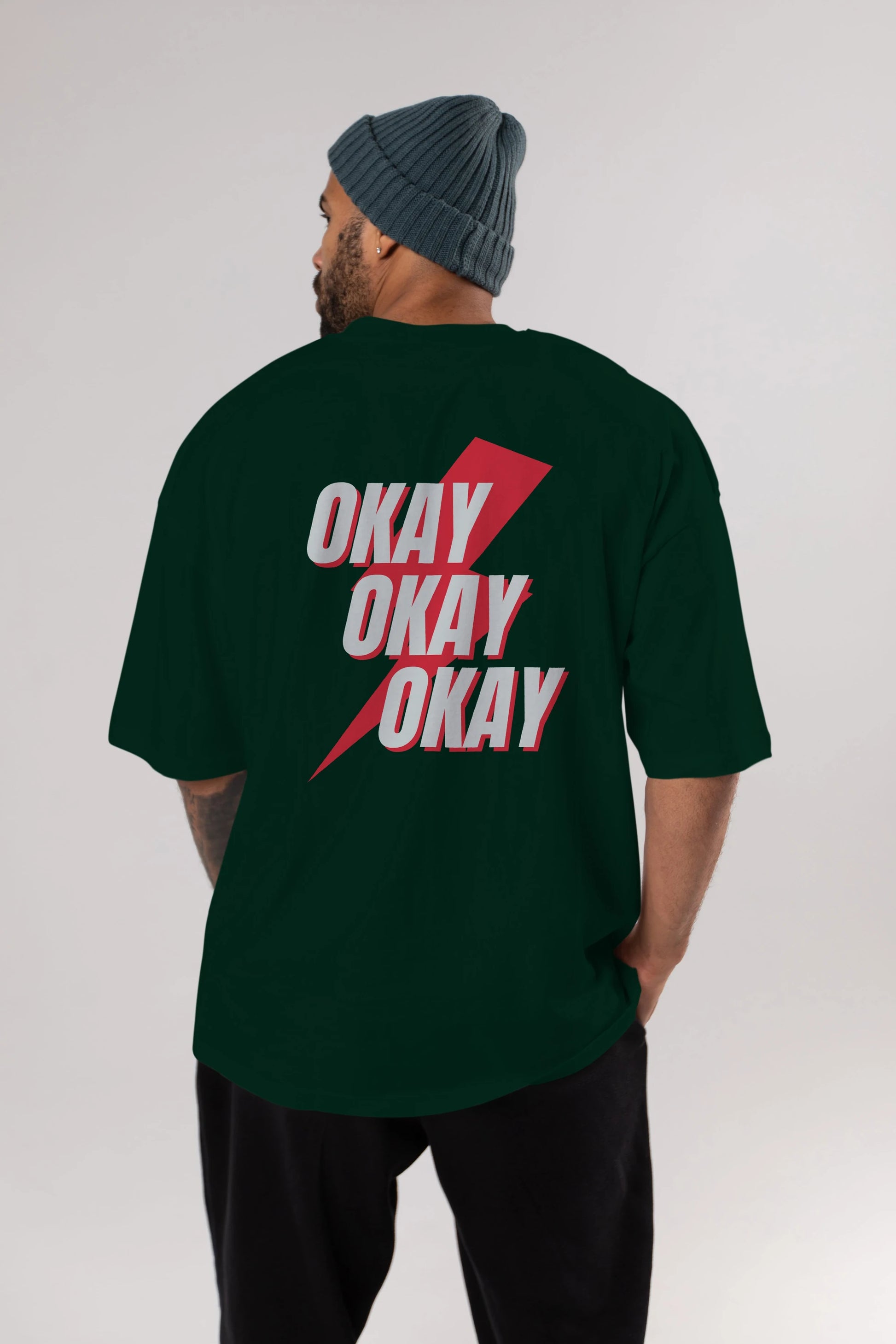 Okay Arka Baskılı Oversize t-shirt Erkek Kadın Unisex