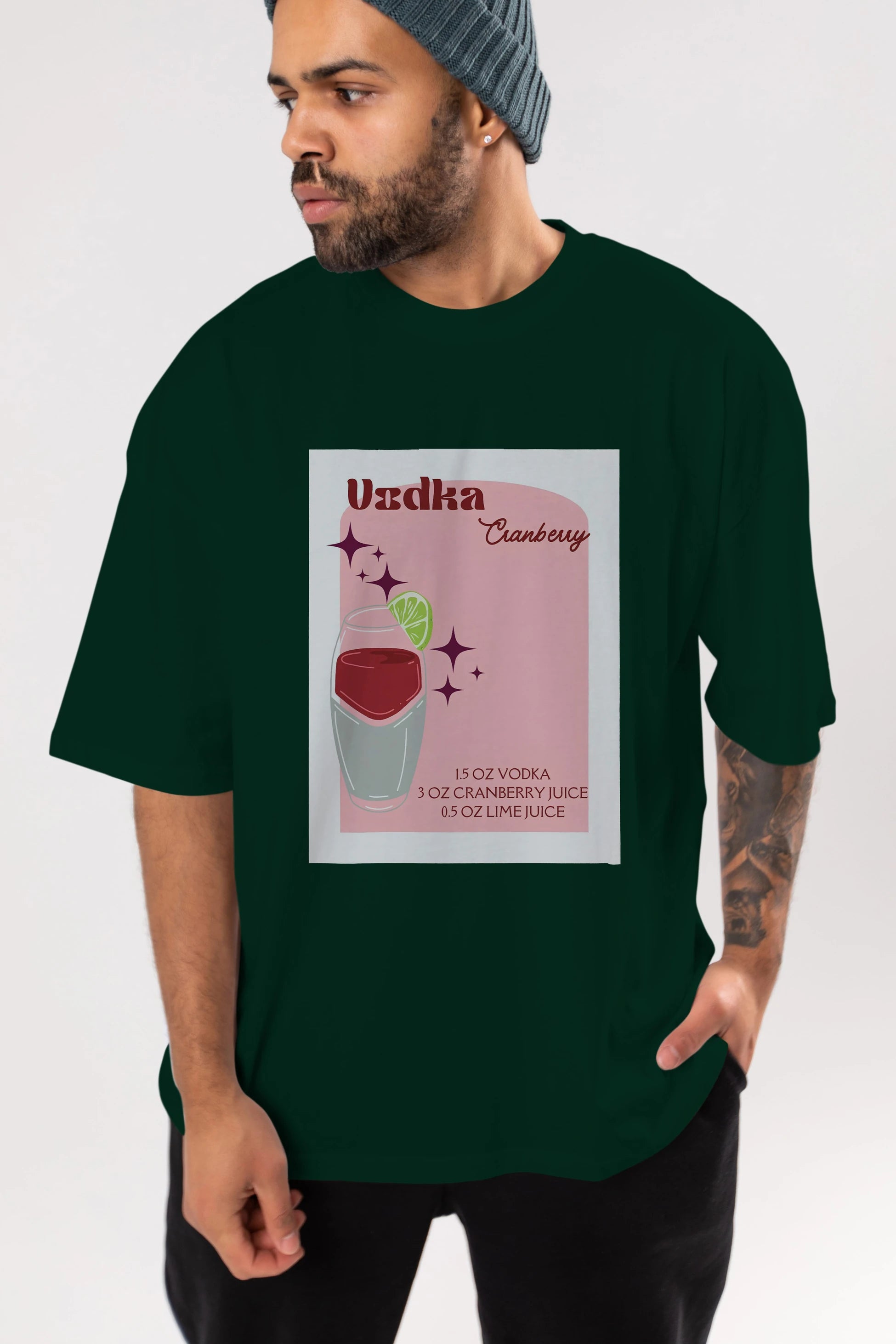 Vodka Cranberry 2 Ön Baskılı Oversize t-shirt Erkek Kadın Unisex %100 Pamuk Bisiklet Yaka tişort