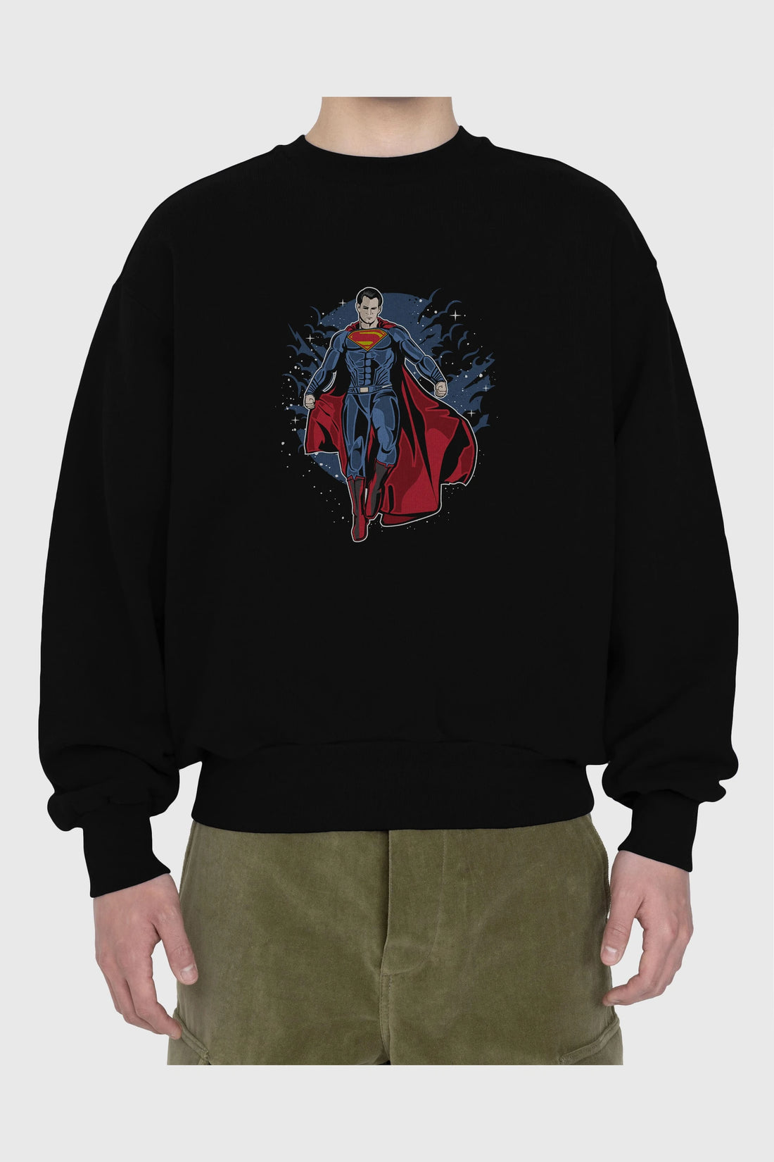 SUPERMAN Ön Baskılı Oversize Sweatshirt Erkek Kadın Unisex