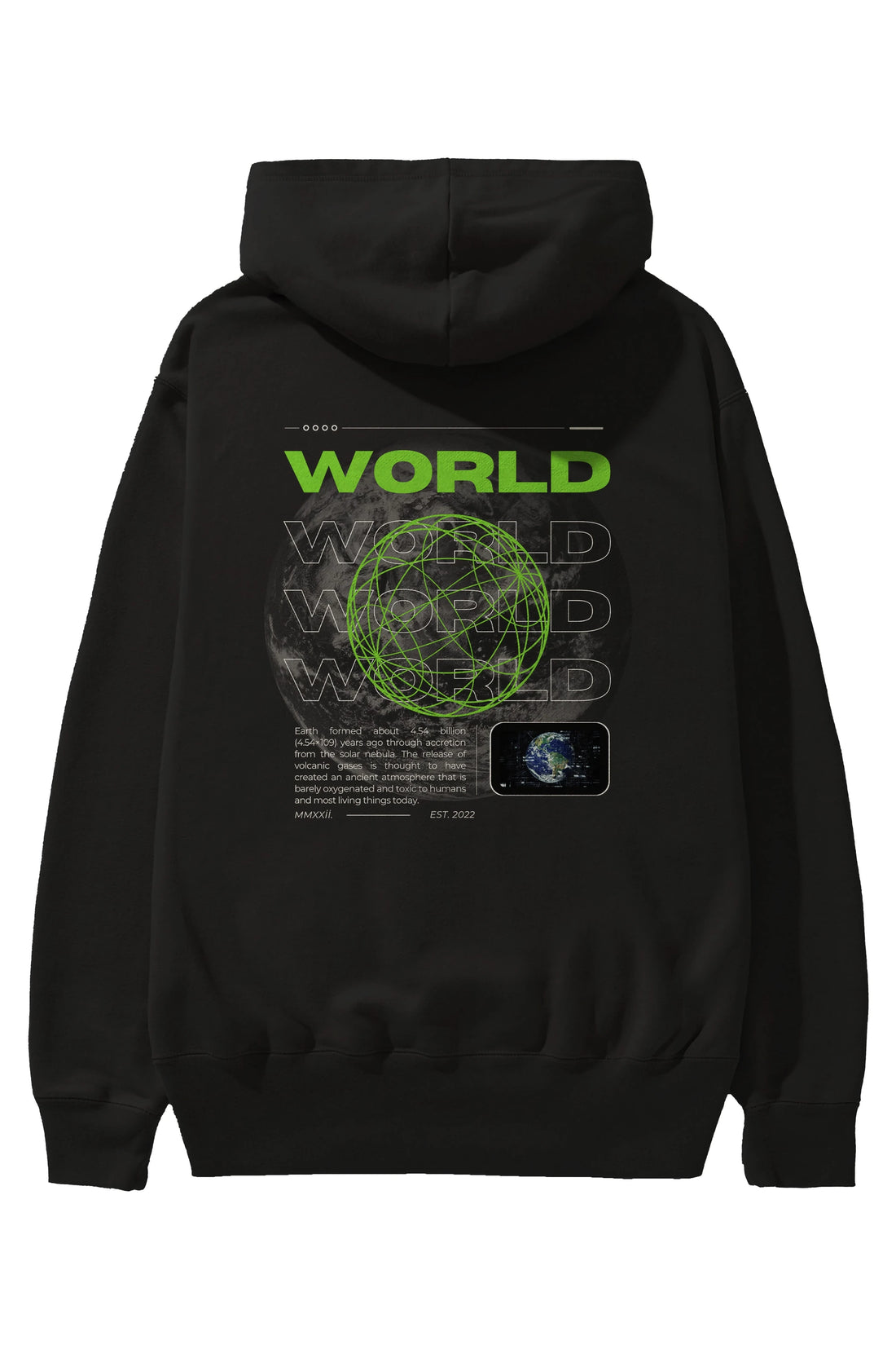 World Streetwear Arka Baskılı Oversize Hoodie Kapüşonlu Sweatshirt Erkek Kadın Unisex