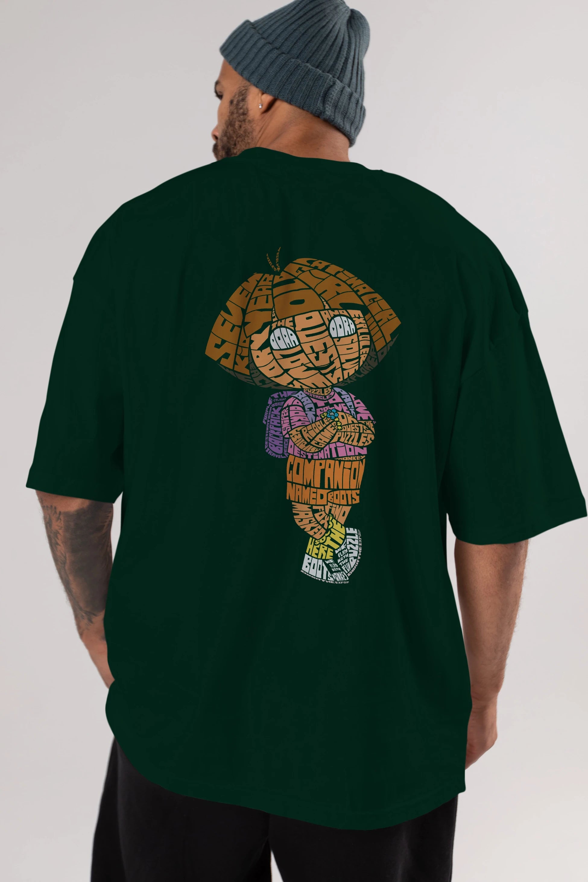 Dora Arka Baskılı Oversize t-shirt %100 pamuk Erkek Kadın Unisex