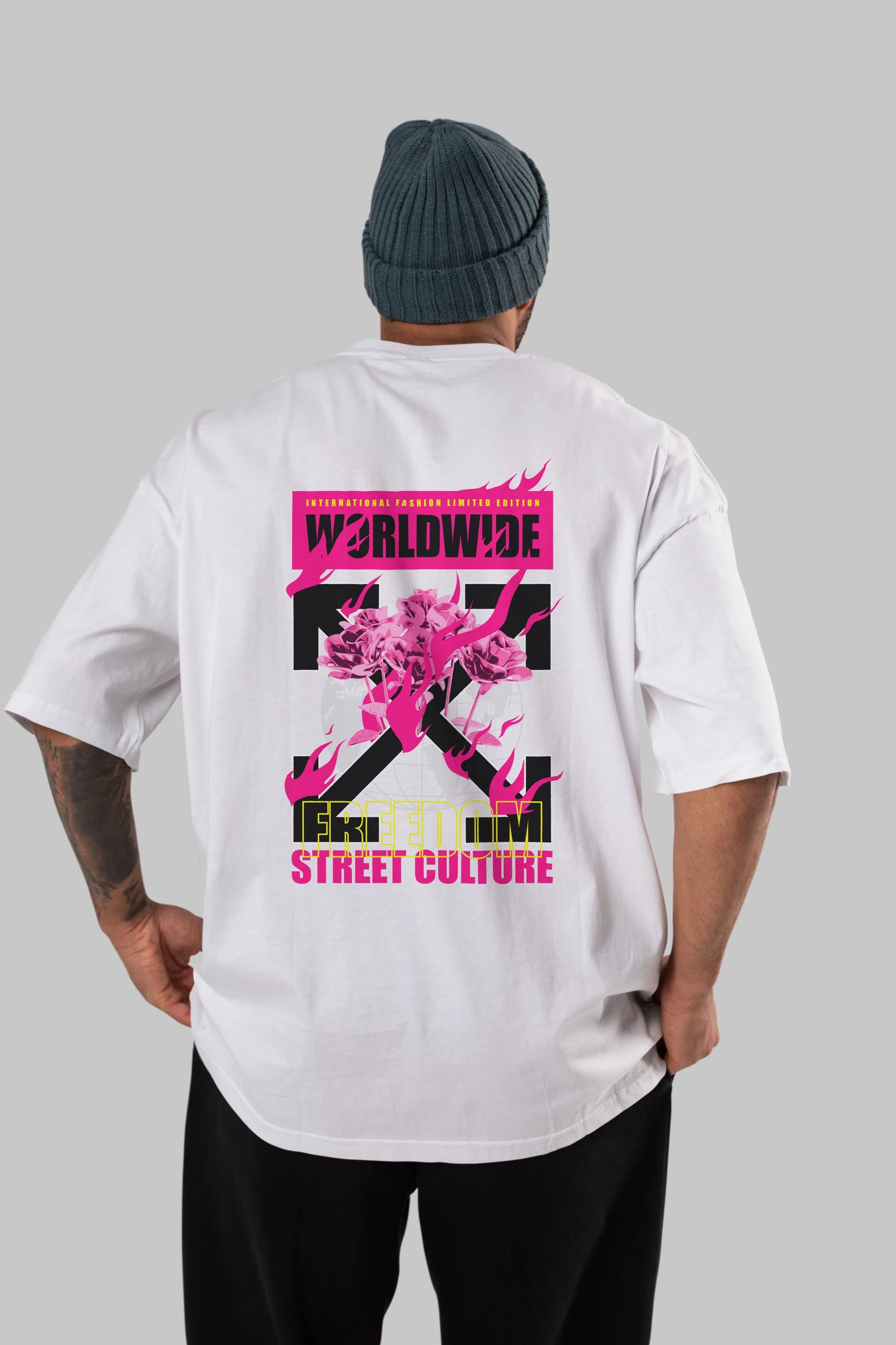 Freedom Street Culture Arka Baskılı Oversize t-shirt Erkek Kadın Unisex