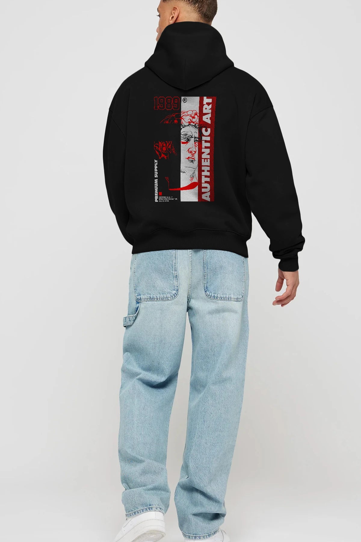 Authentic Art Arka Baskılı Hoodie Oversize Kapüşonlu Sweatshirt Erkek Kadın Unisex