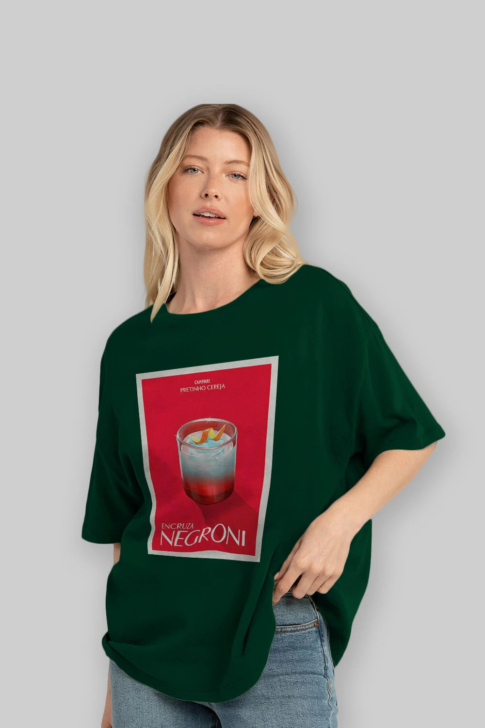 Encruza Negroni Ön Baskılı Oversize t-shirt Erkek Kadın Unisex %100 Pamuk Bisiklet Yaka tişort