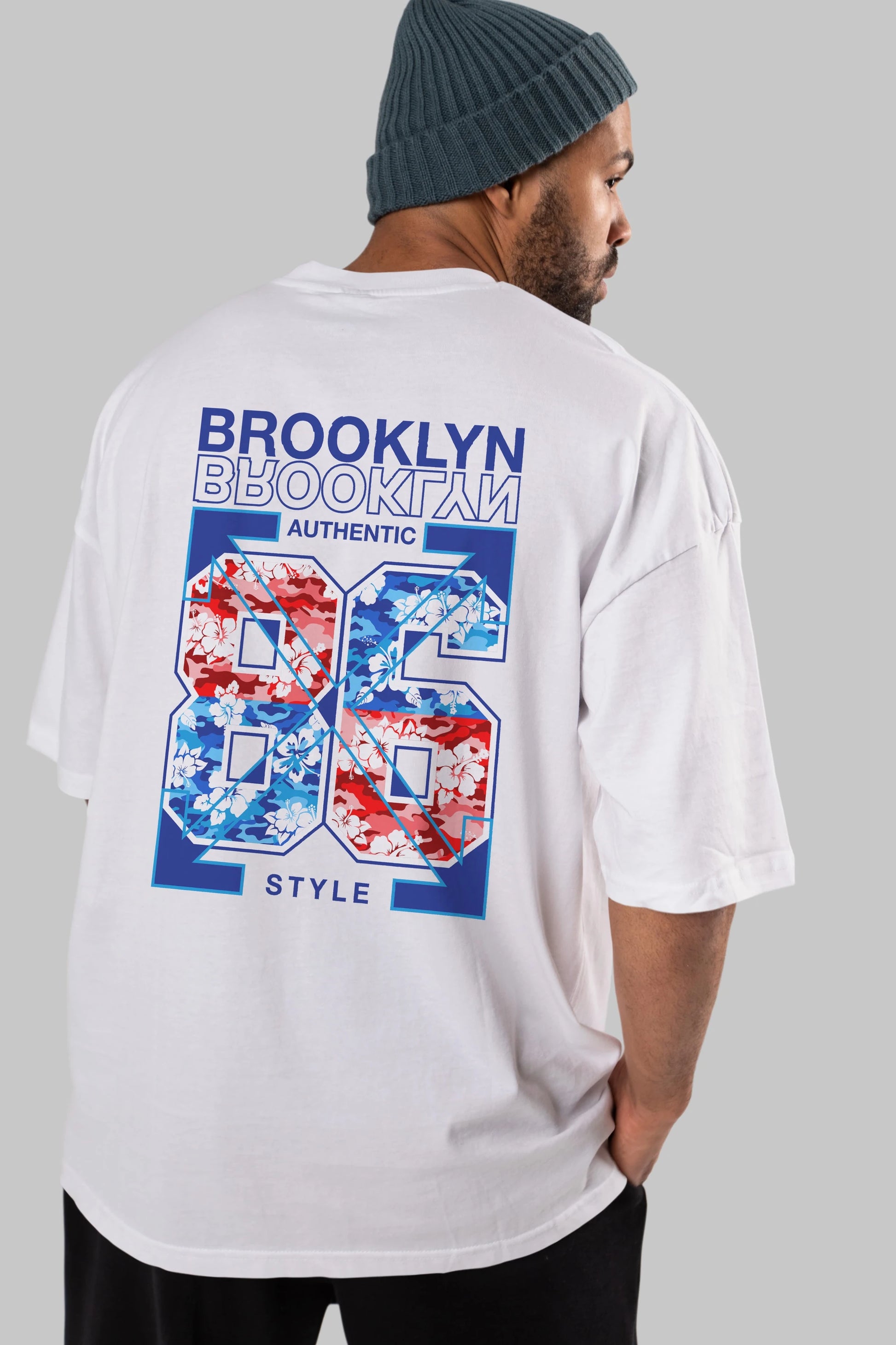 Brooklyn 86 Style Arka Baskılı Oversize t-shirt Erkek Kadın Unisex