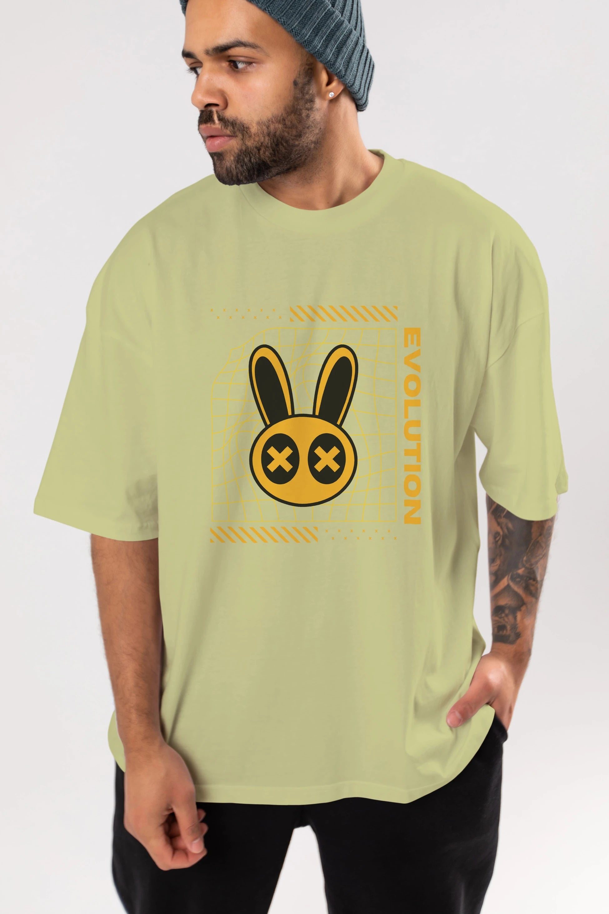 Evolution Yazılı Ön Baskılı Oversize t-shirt Erkek Kadın Unisex