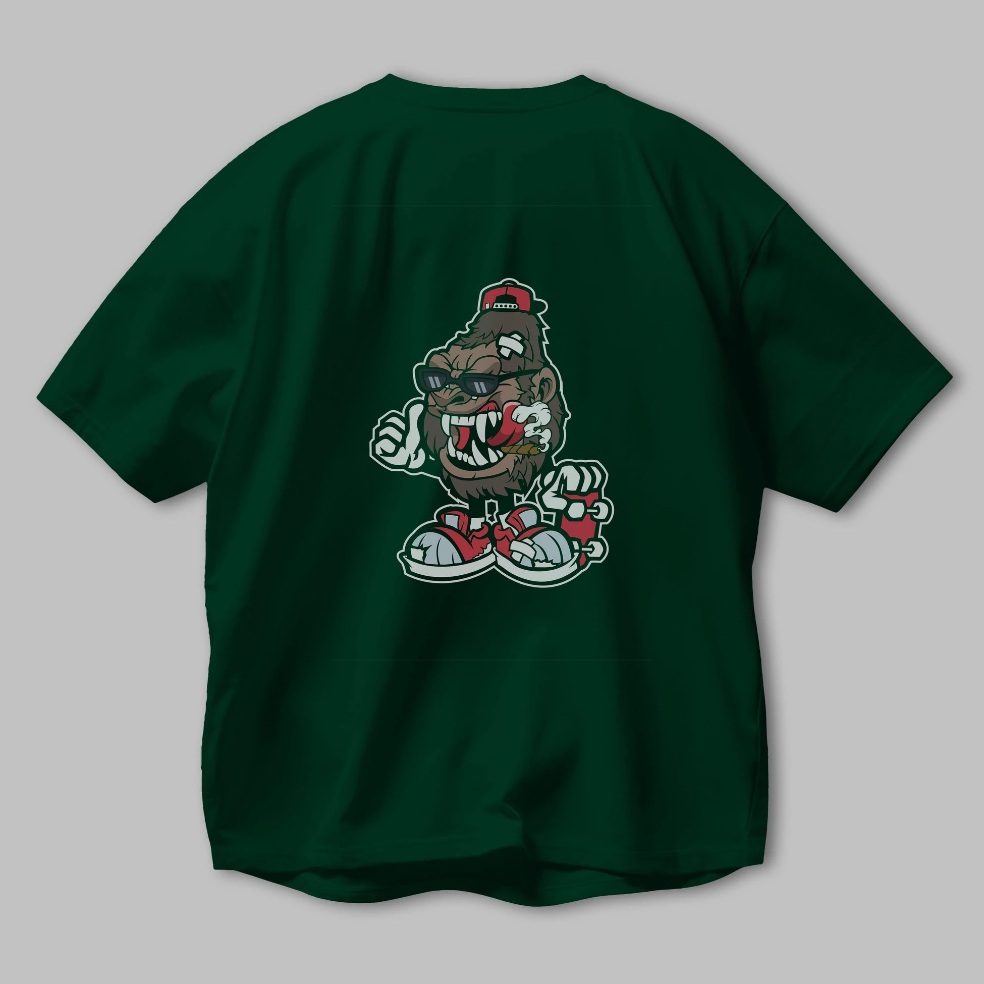 Gorilla Skater Arka Baskılı Oversize t-shirt Erkek Kadın Unisex %100 Pamuk tişort