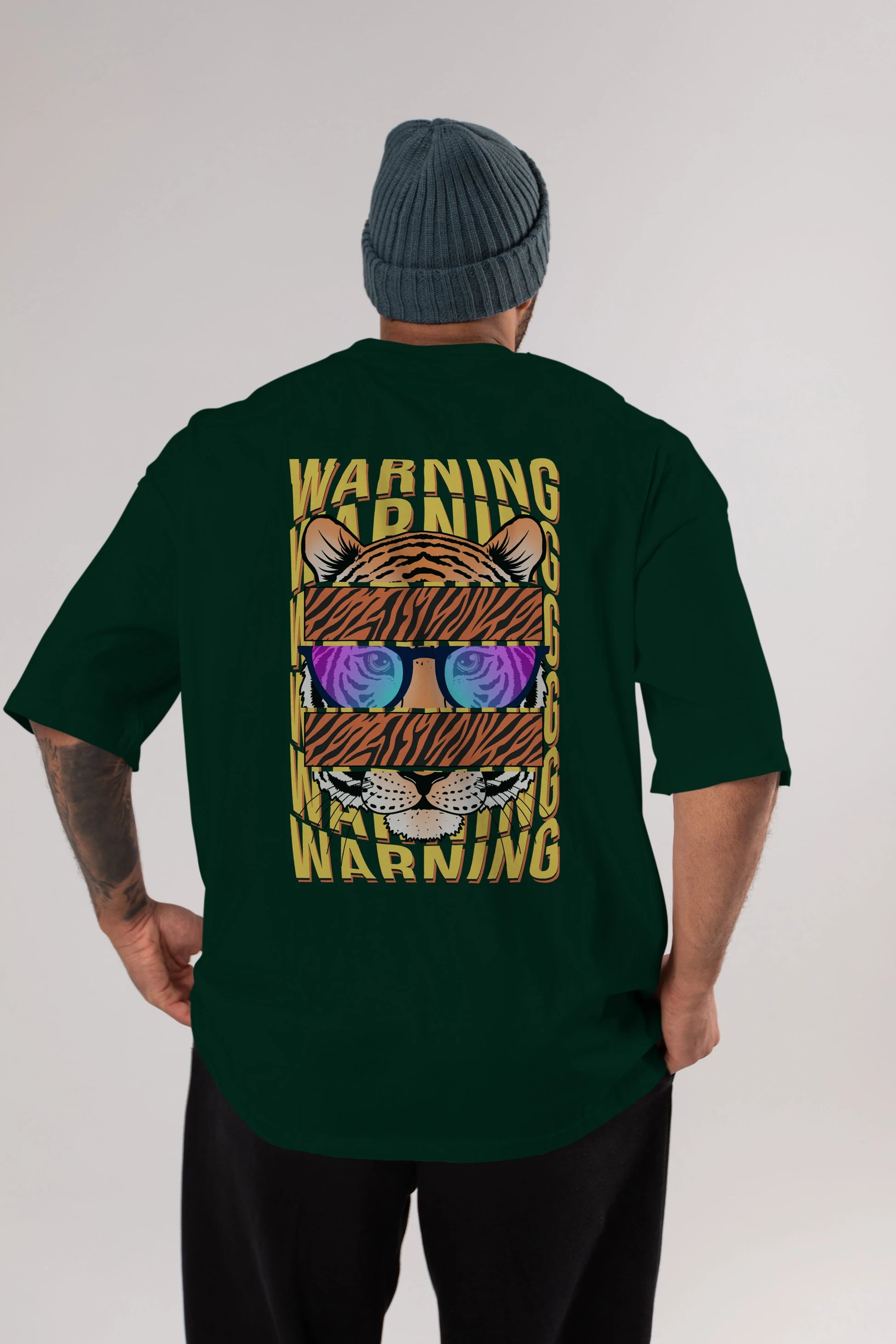 Warning Yazılı Arka Baskılı Oversize t-shirt Erkek Kadın Unisex