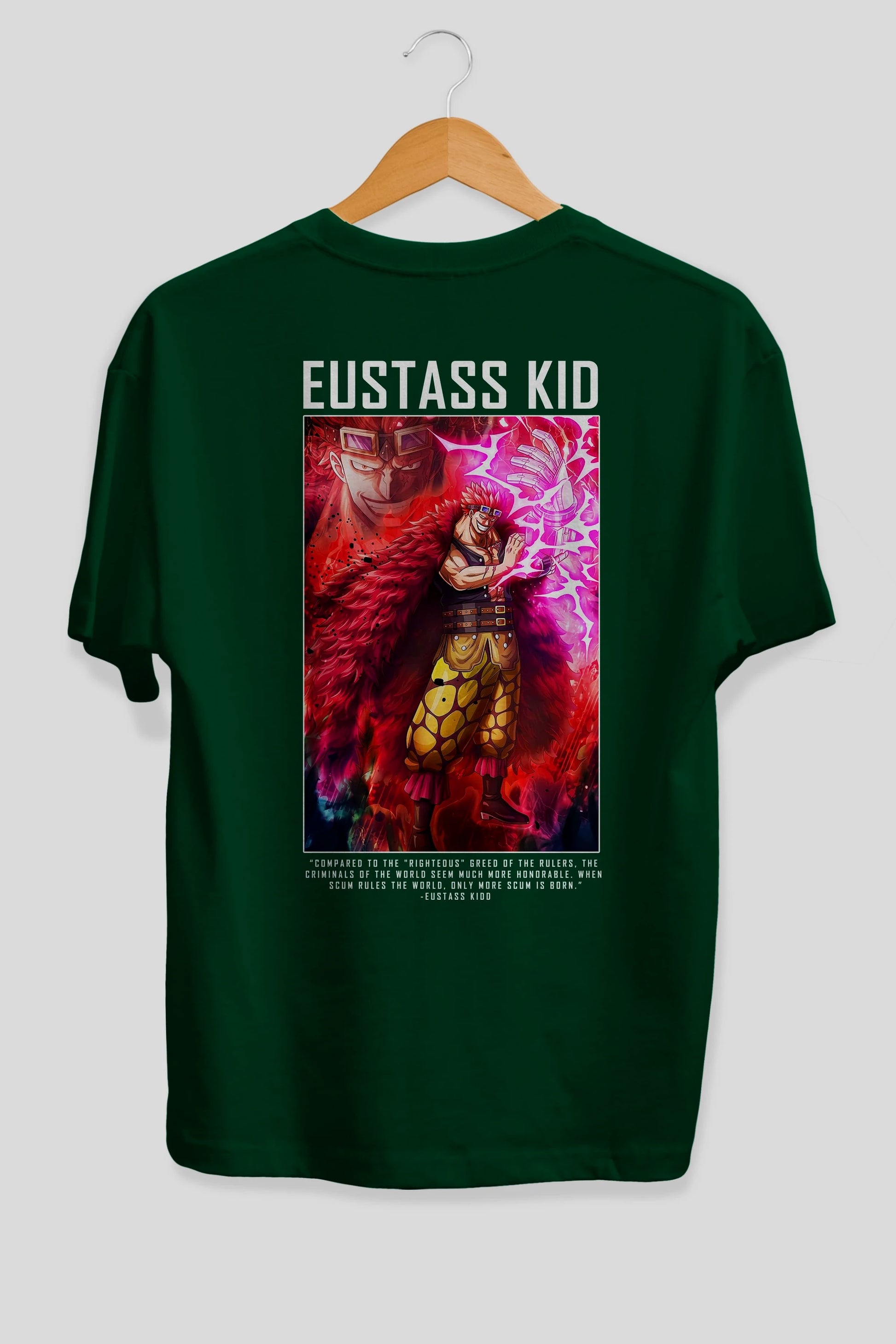 Eustass Kid Anime Arka Baskılı Oversize t-shirt Erkek Kadın Unisex %100 pamuk tişort