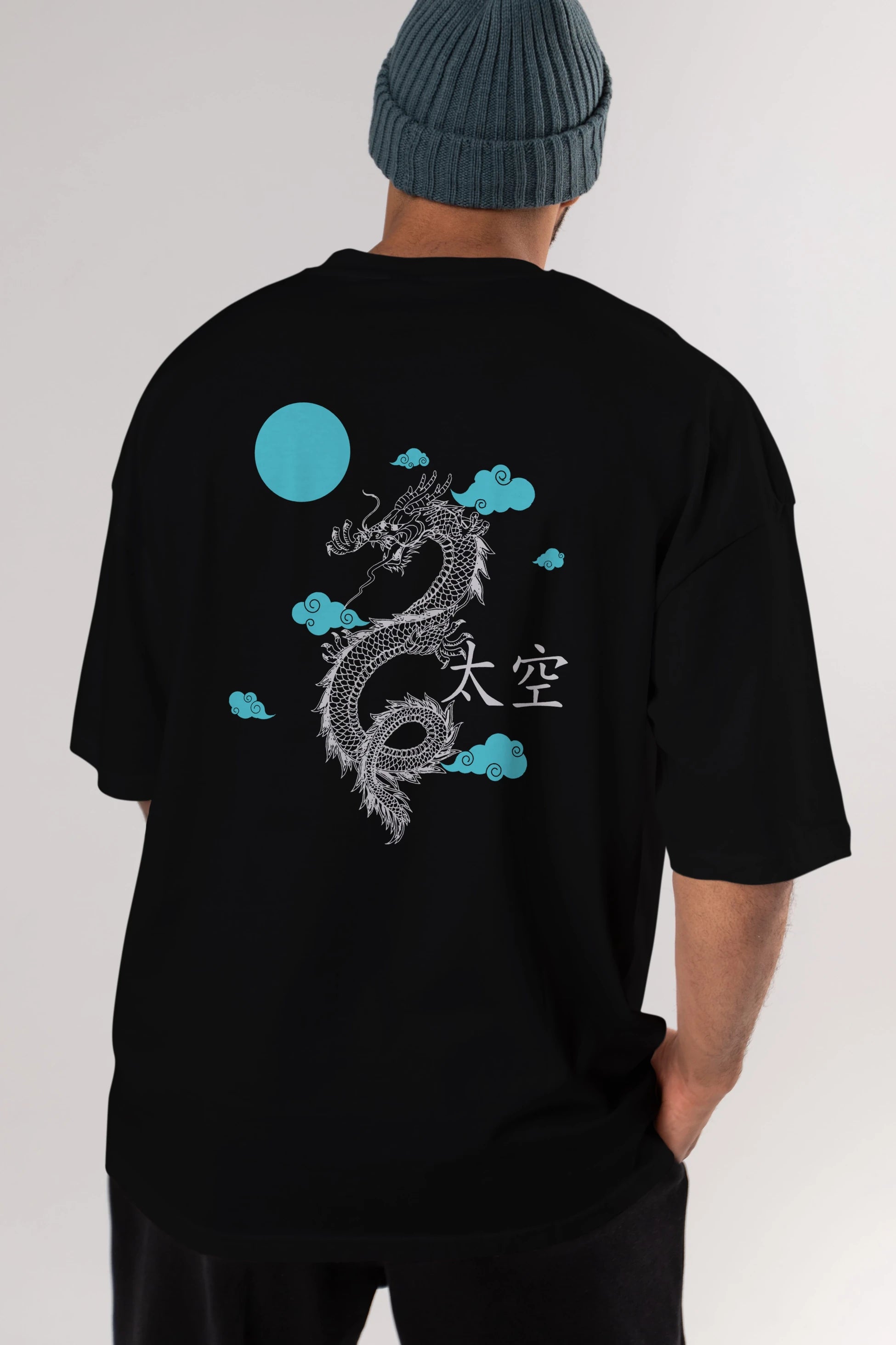 Chinese Dragon Arka Baskılı Oversize t-shirt Erkek Kadın Unisex