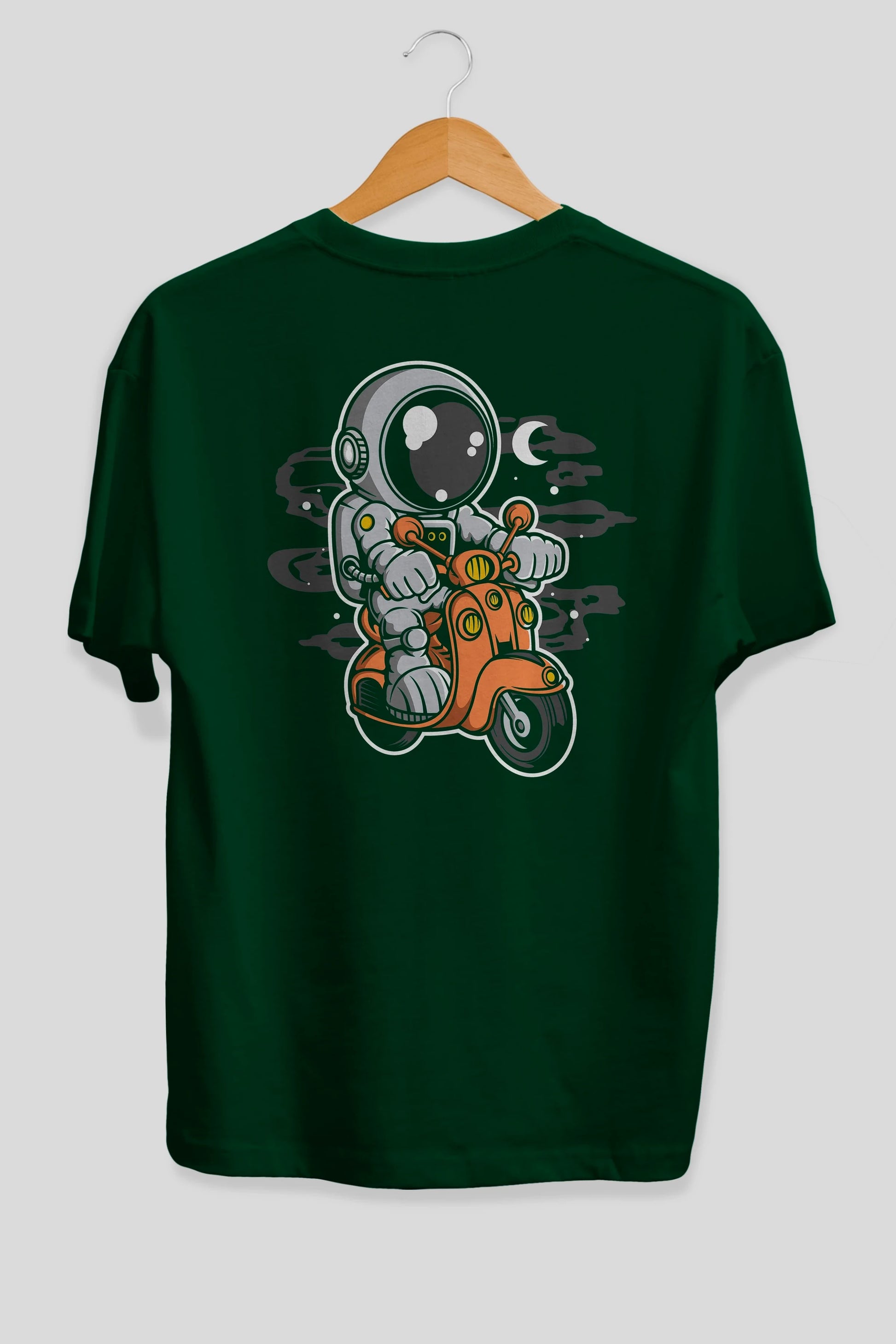 Astronaut Scooter Arka Baskılı Oversize t-shirt Erkek Kadın Unisex