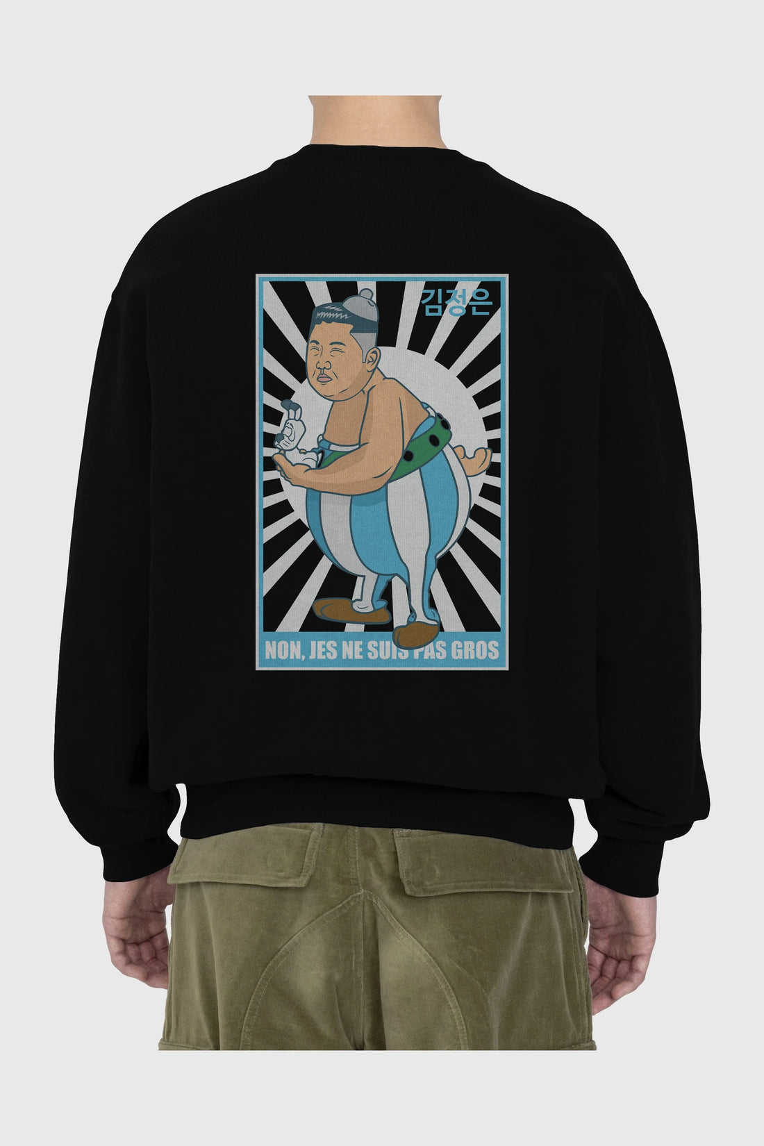 Obelix Jong Un Arka Baskılı Oversize Sweatshirt Erkek Kadın Unisex