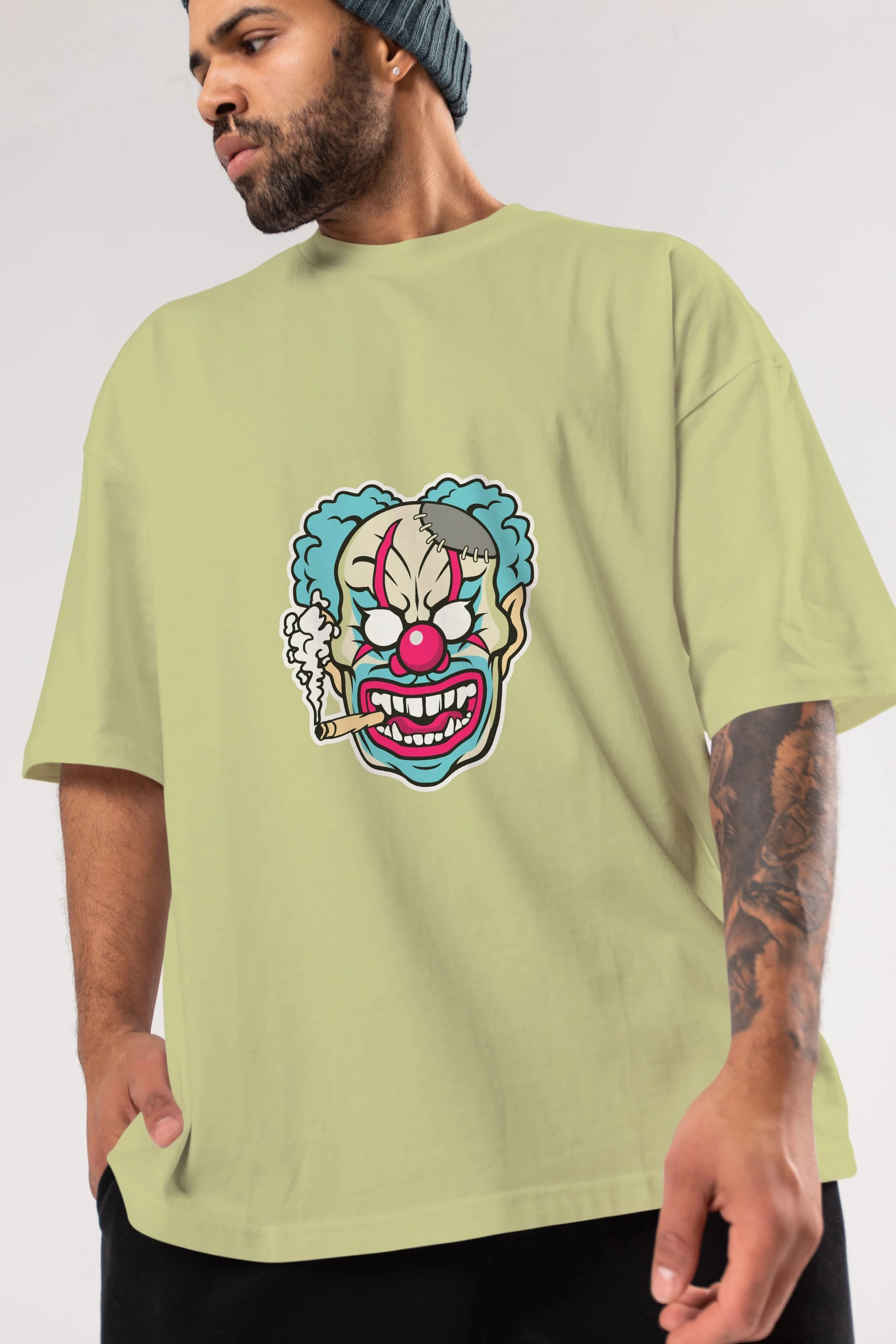 Clown Beast Ön Baskılı Oversize t-shirt Erkek Kadın Unisex %100 Pamuk tişort