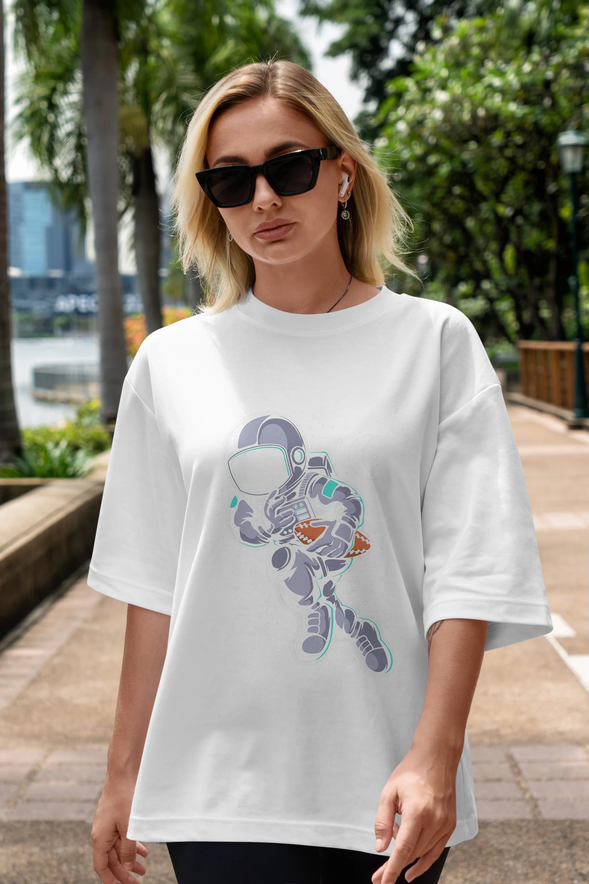 Astronaut Rugby Ön Baskılı Oversize t-shirt Erkek Kadın Unisex