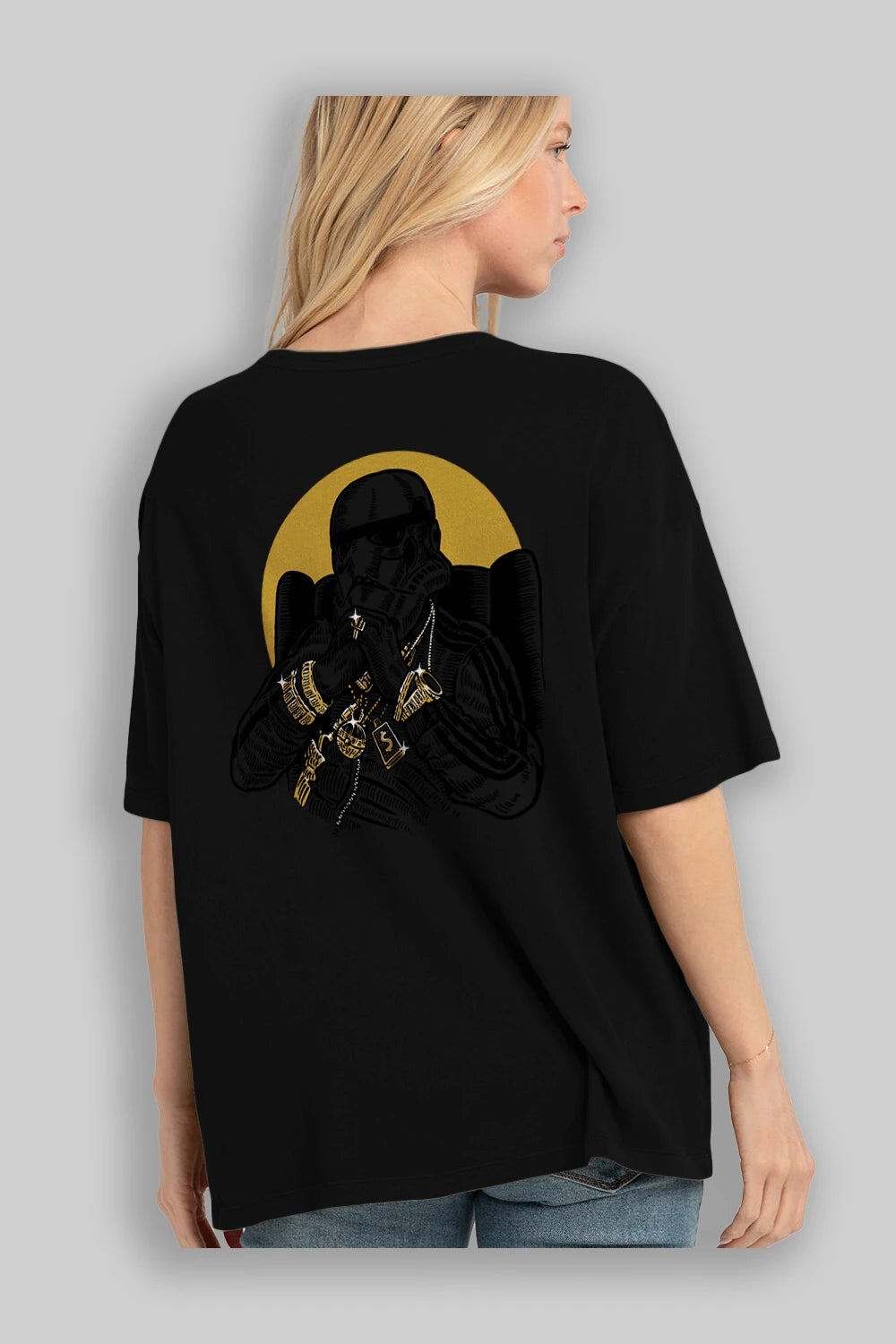 Trooper Dee Jay Arka Baskılı Oversize t-shirt Erkek Kadın Unisex %100 Pamuk
