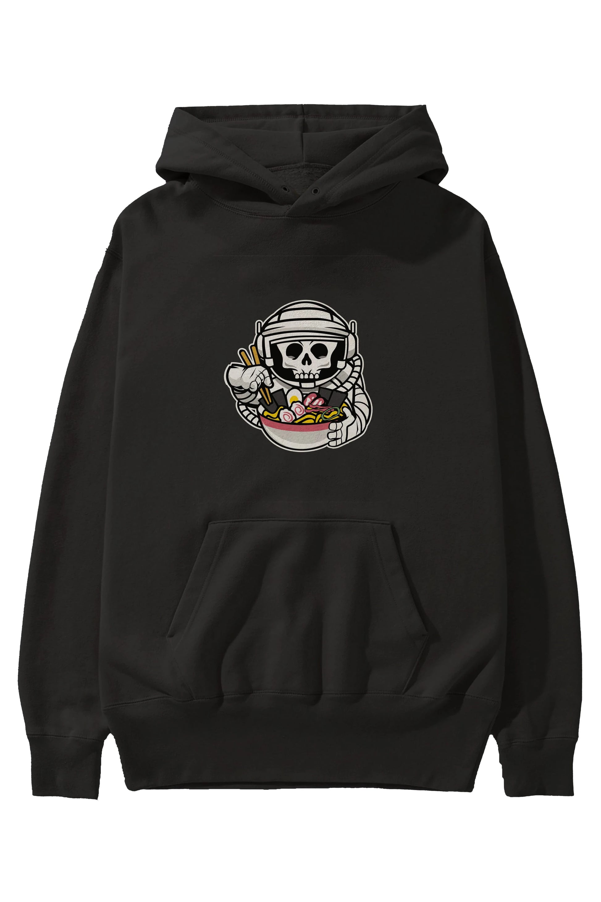 Astronaut Ramen Ön Baskılı Hoodie Oversize Kapüşonlu Sweatshirt Erkek Kadın Unisex