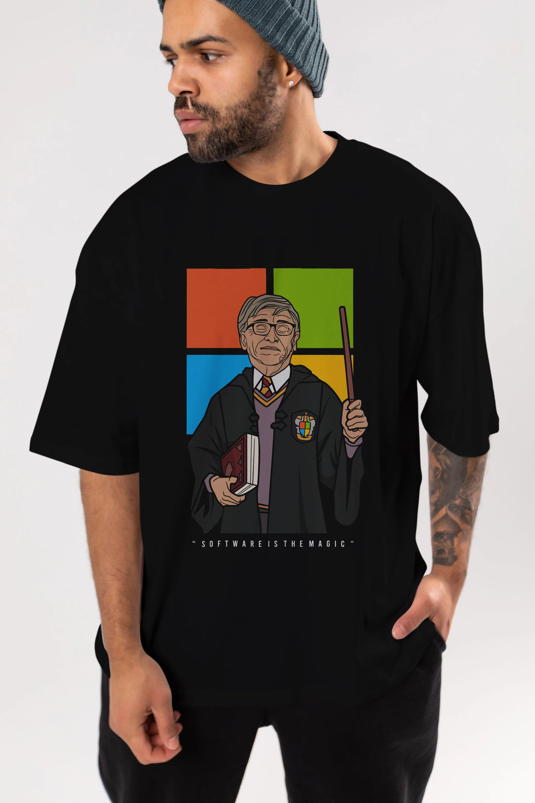 Harry Potter Gates Ön Baskılı Oversize t-shirt Erkek Kadın Unisex %100 Pamuk tişort