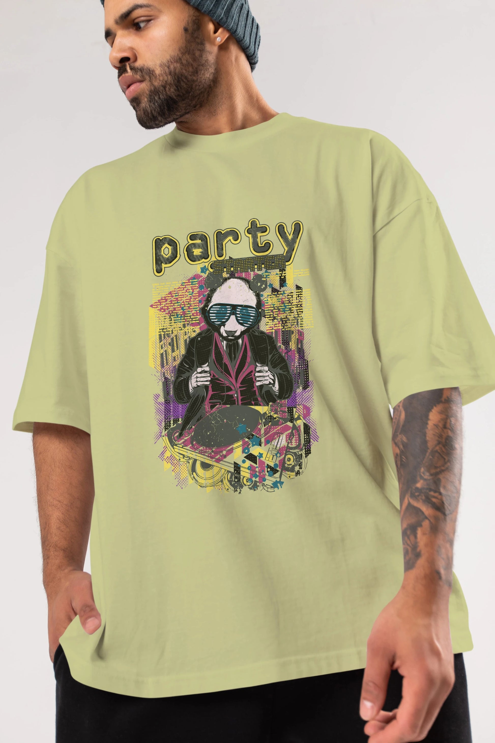 Party Starter Ön Baskılı Oversize t-shirt Erkek Kadın Unisex