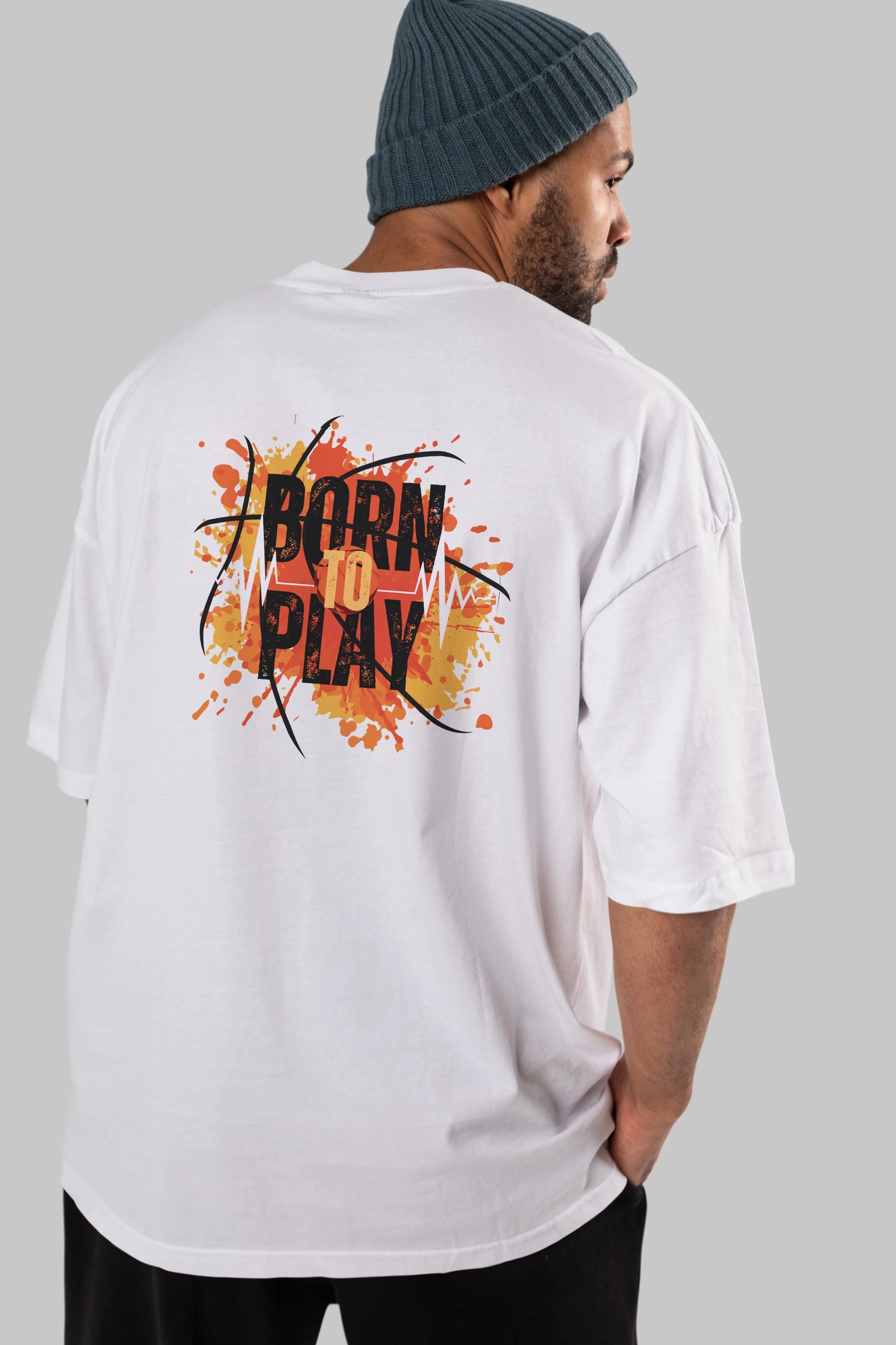 Born to Play Yazılı Arka Baskılı Oversize t-shirt Erkek Kadın Unisex