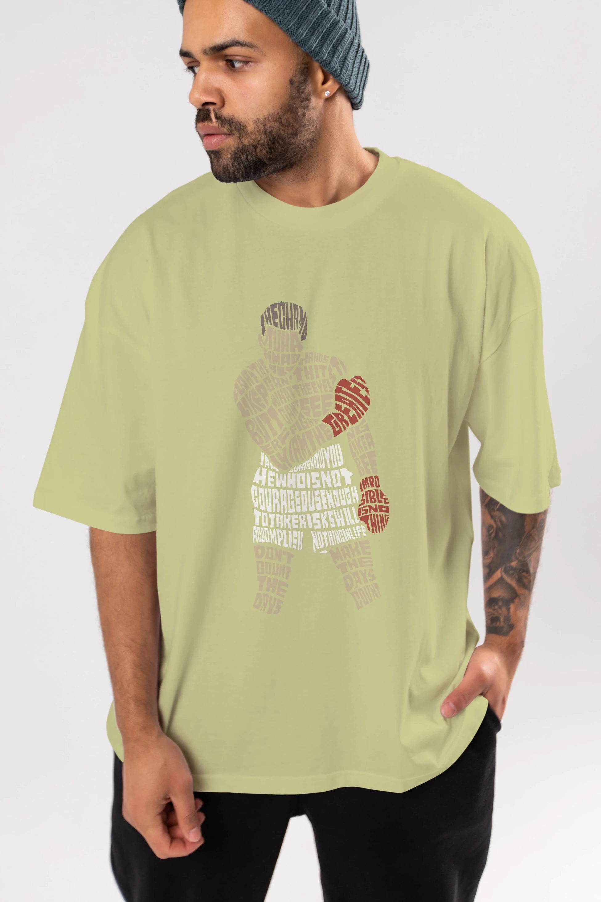 The Champ Muhammad Ali Ön Baskılı Oversize t-shirt %100 pamuk Erkek Kadın Unisex
