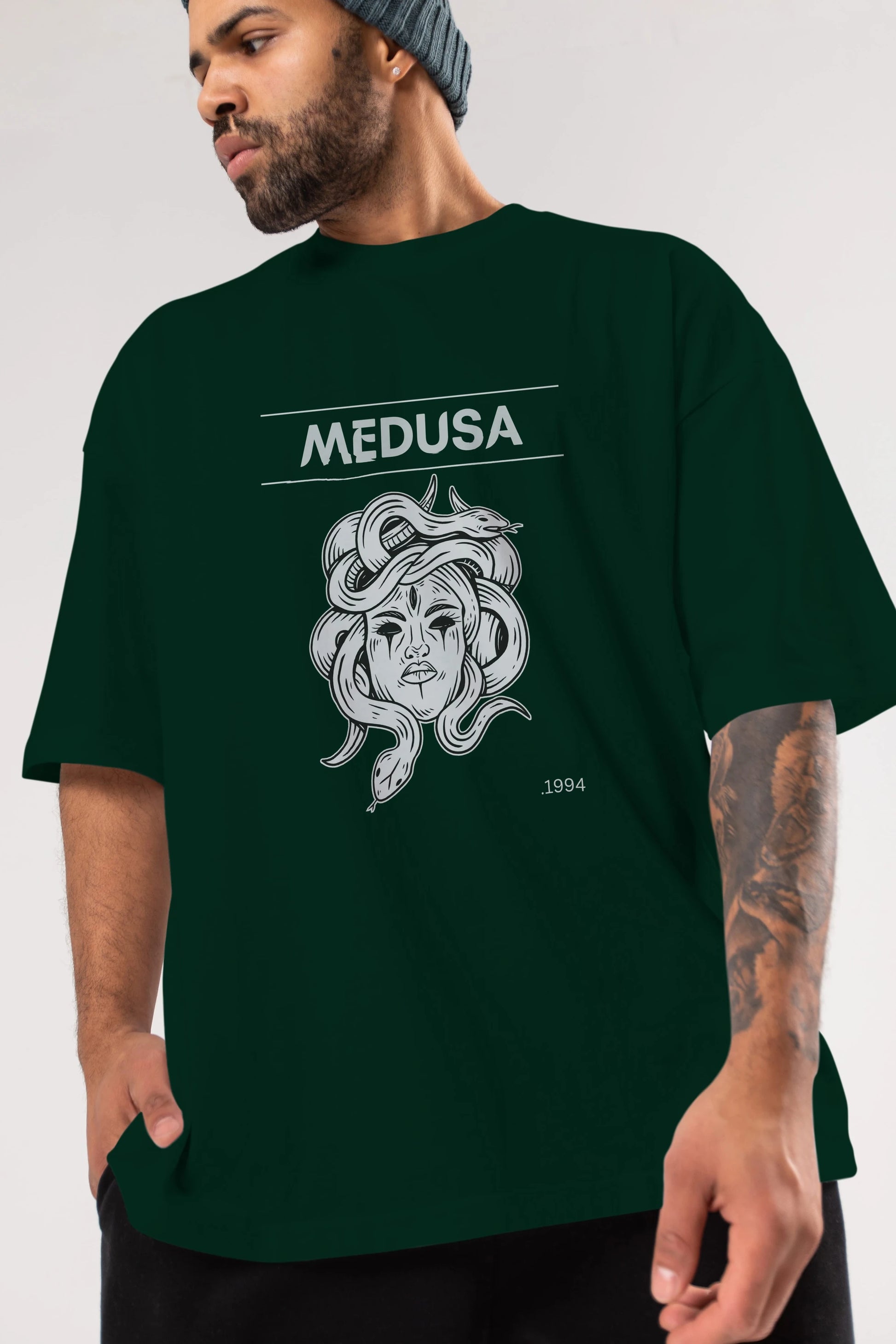 Medusa Ön Baskılı Oversize t-shirt Erkek Kadın Unisex