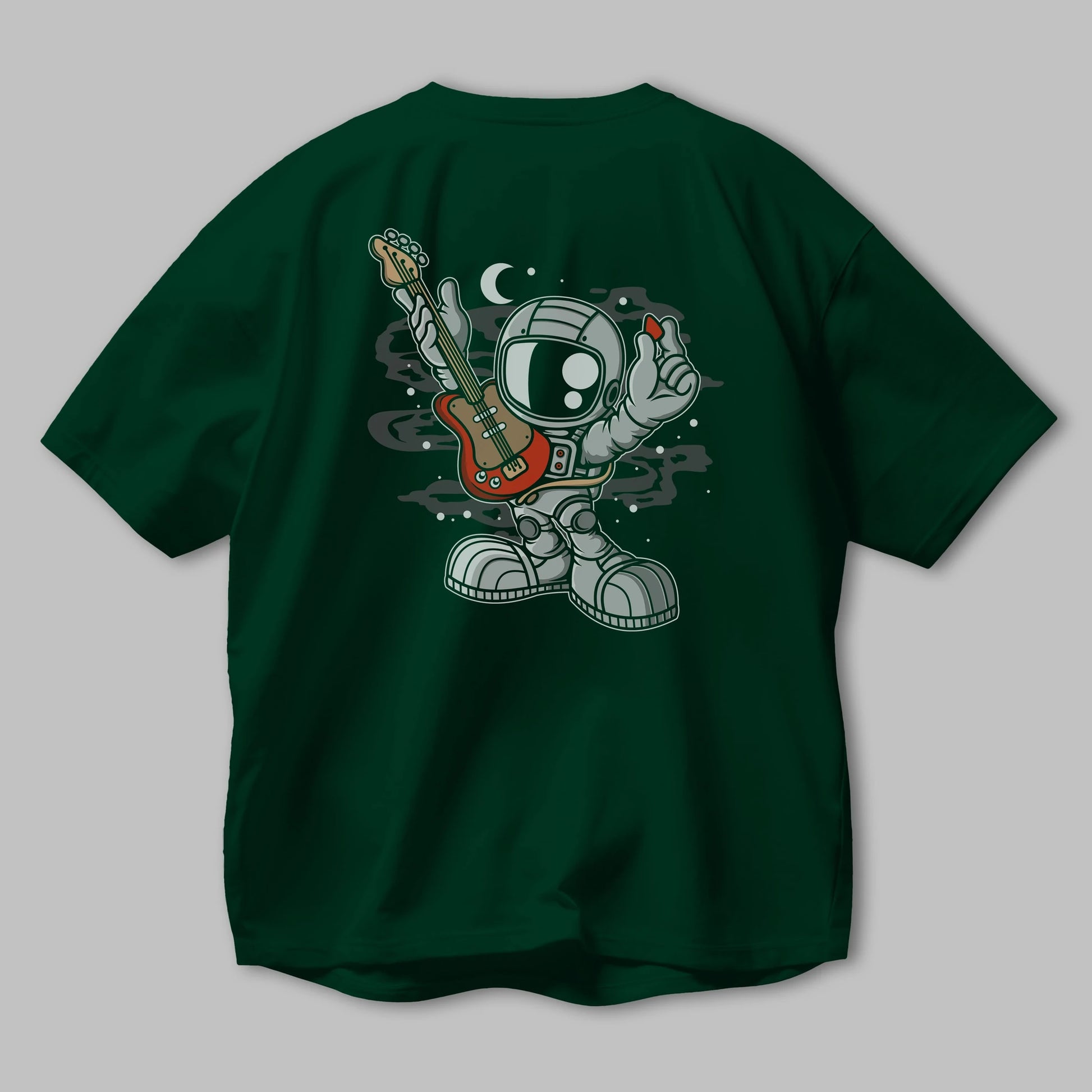 Astronaut Guitar Arka Baskılı Oversize t-shirt Erkek Kadın Unisex