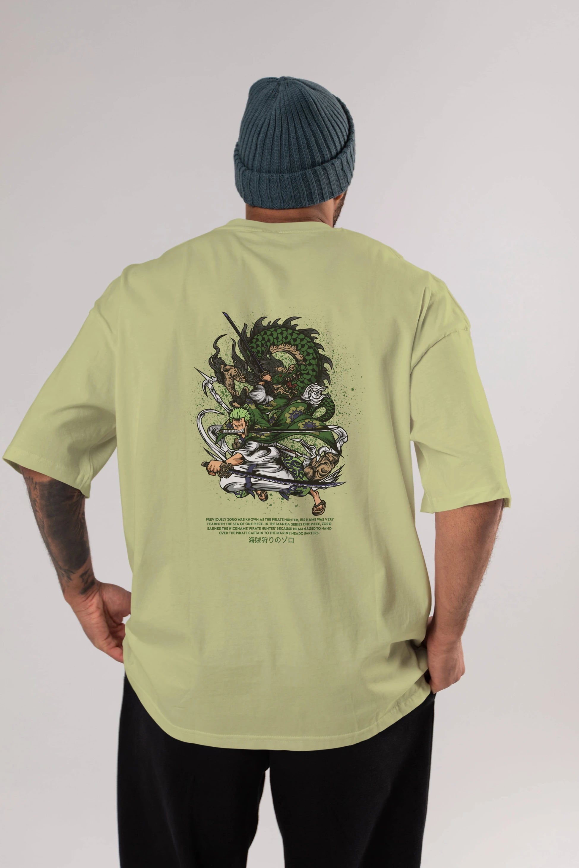 Zoro-ONE PIECE Anime Arka Baskılı Oversize t-shirt Erkek Kadın Unisex