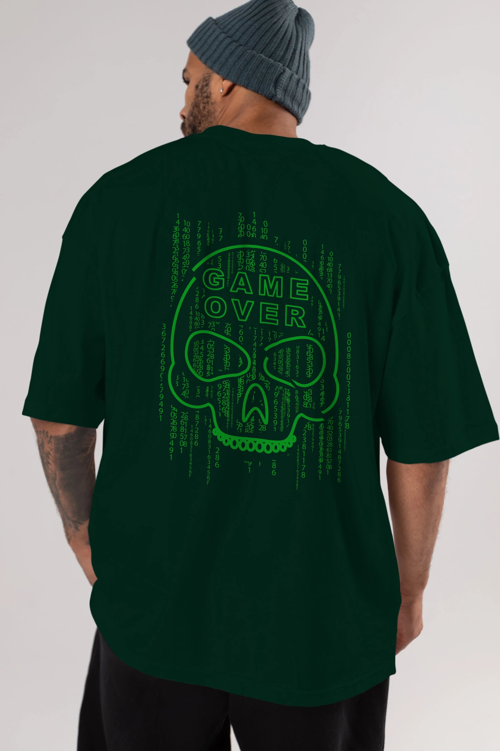 Game Over Arka Baskılı Oversize t-shirt Erkek Kadın Unisex
