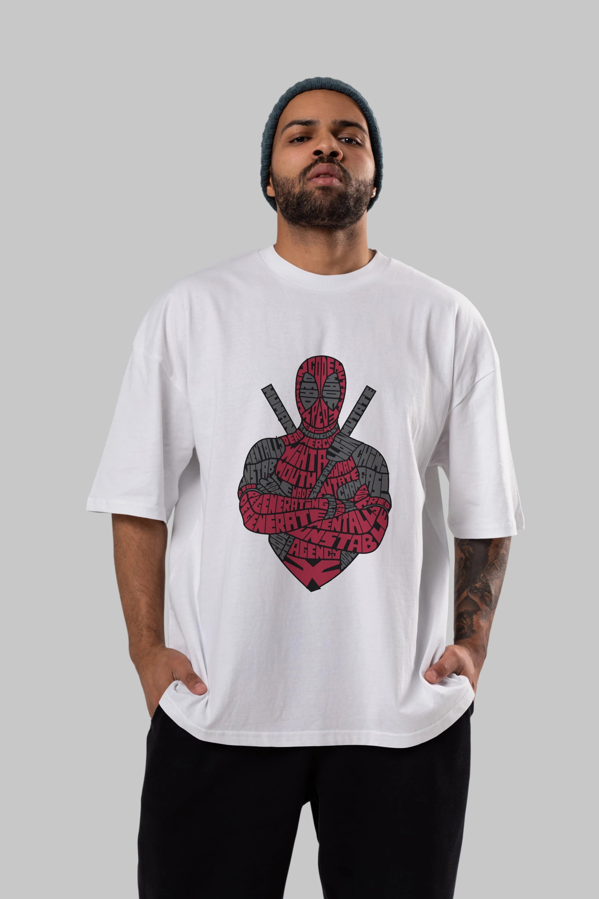 Dead Red Ön Baskılı Oversize t-shirt %100 pamuk Erkek Kadın Unisex