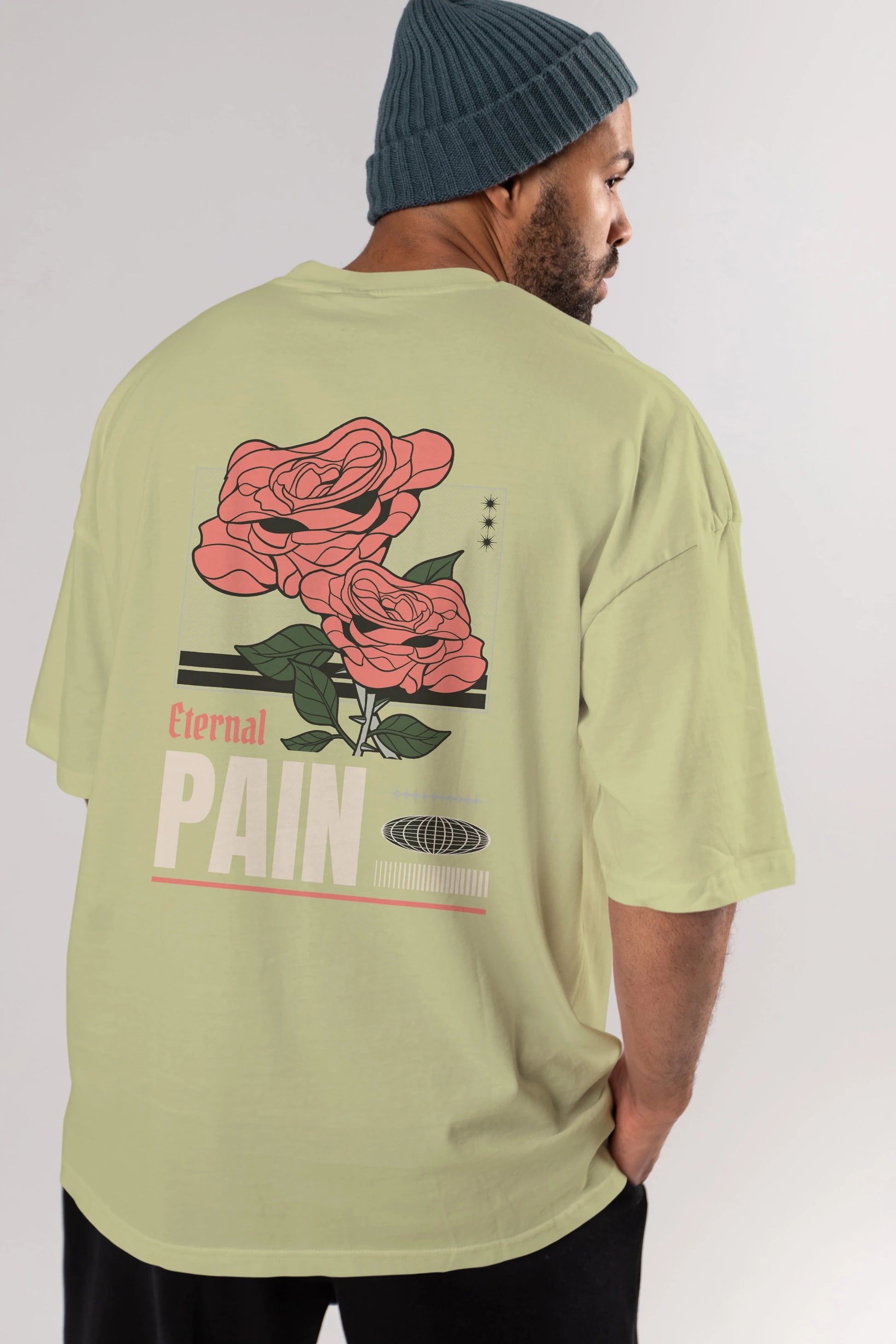 Eternal Pain Arka Baskılı Oversize t-shirt Erkek Kadın Unisex