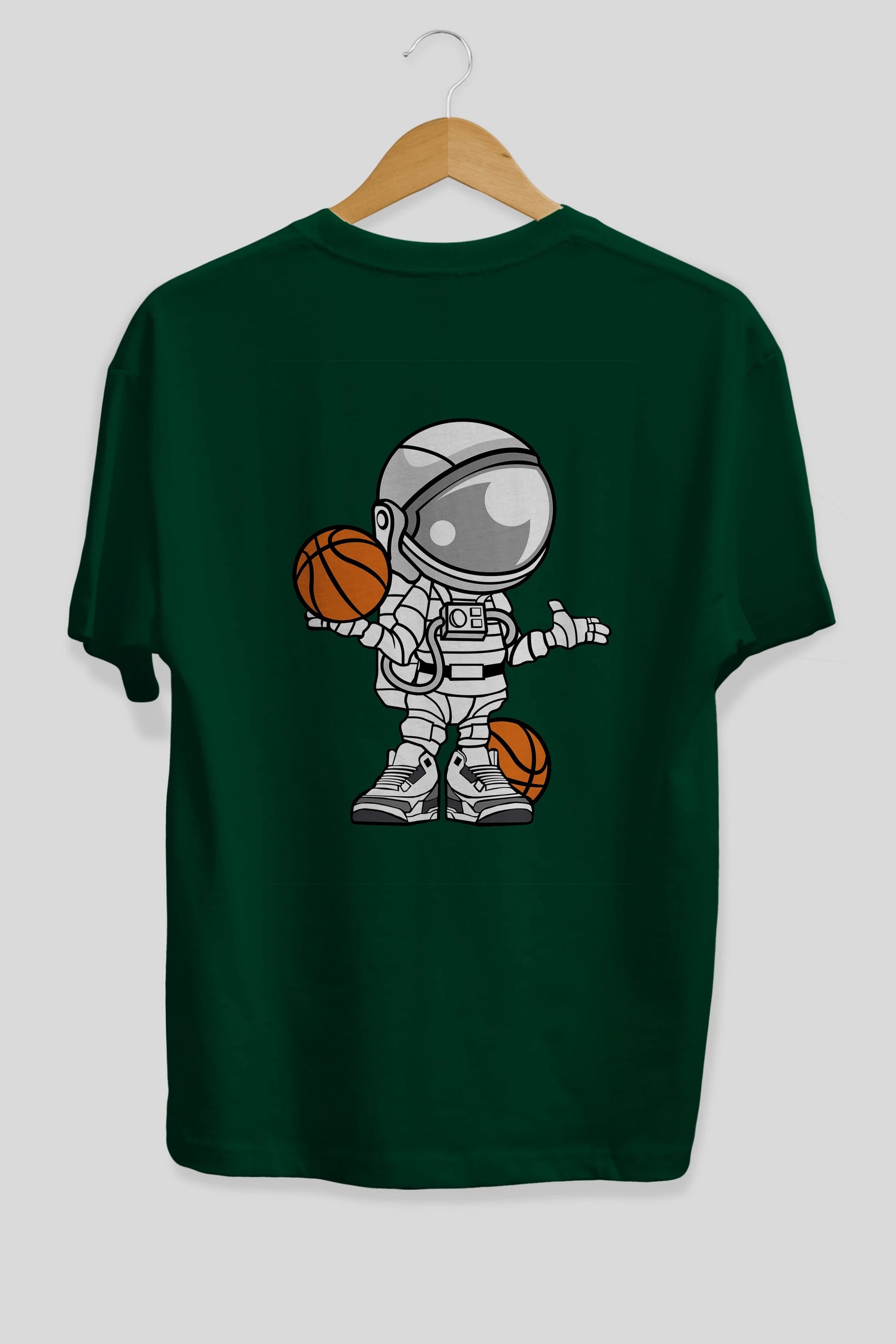 Astronaut Basketball Player Arka Baskılı Oversize t-shirt Erkek Kadın Unisex %100 Pamuk tişort