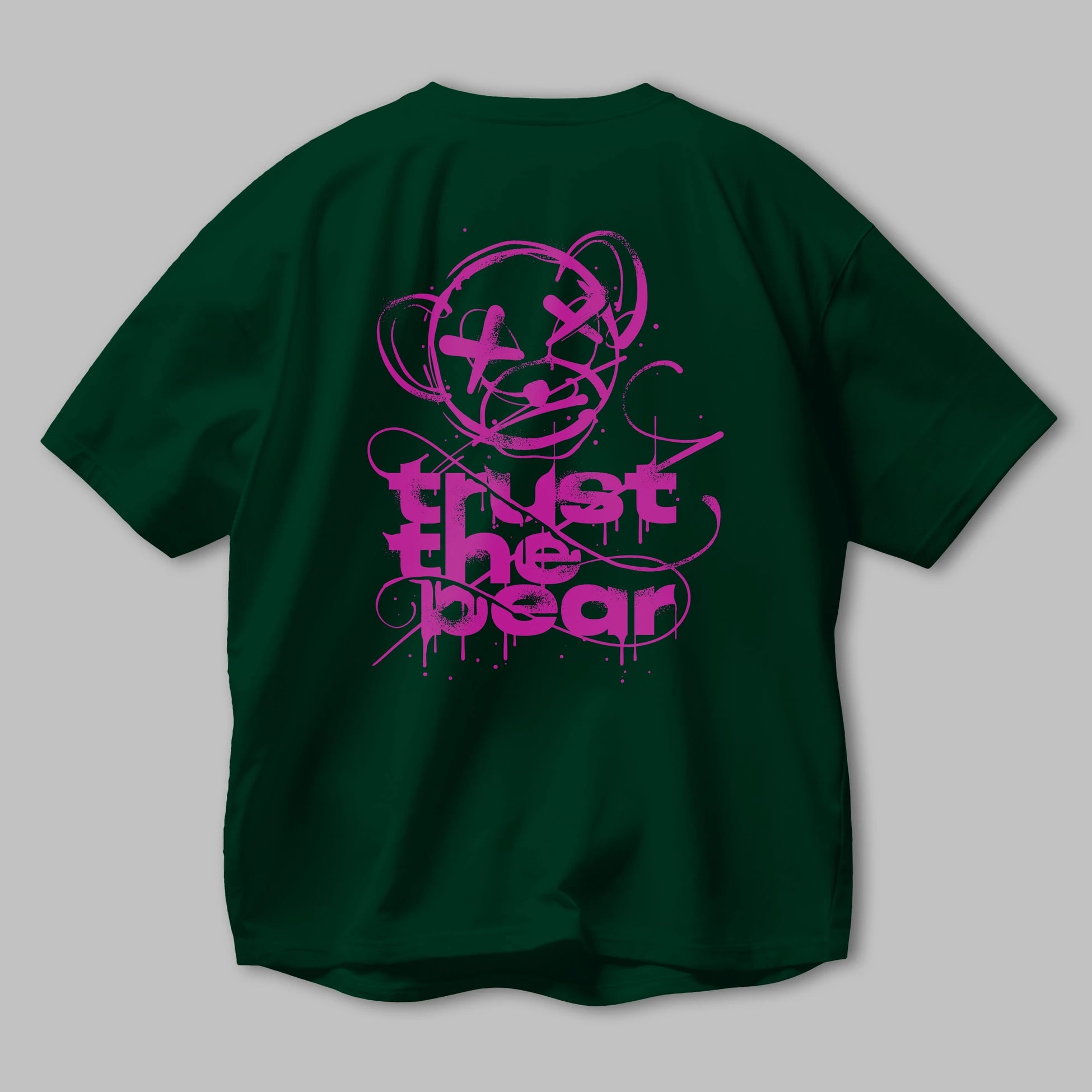 Trust The Bear 2 Arka Baskılı Oversize t-shirt Erkek Kadın Unisex