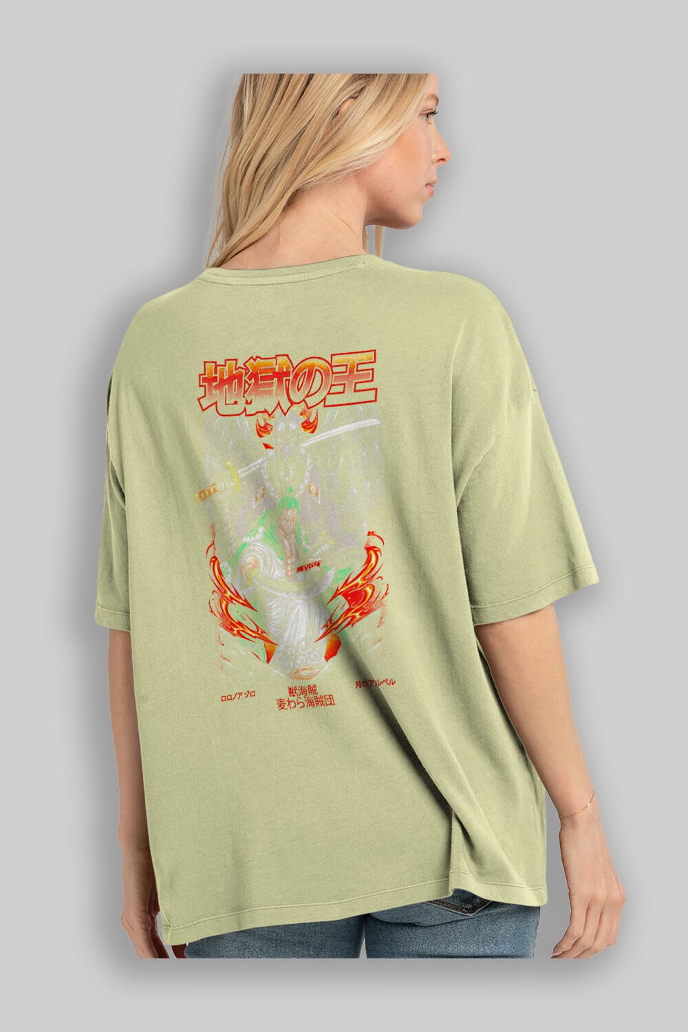 Roronoa Zoro 4 Anime Arka Baskılı Oversize t-shirt Erkek Kadın Unisex