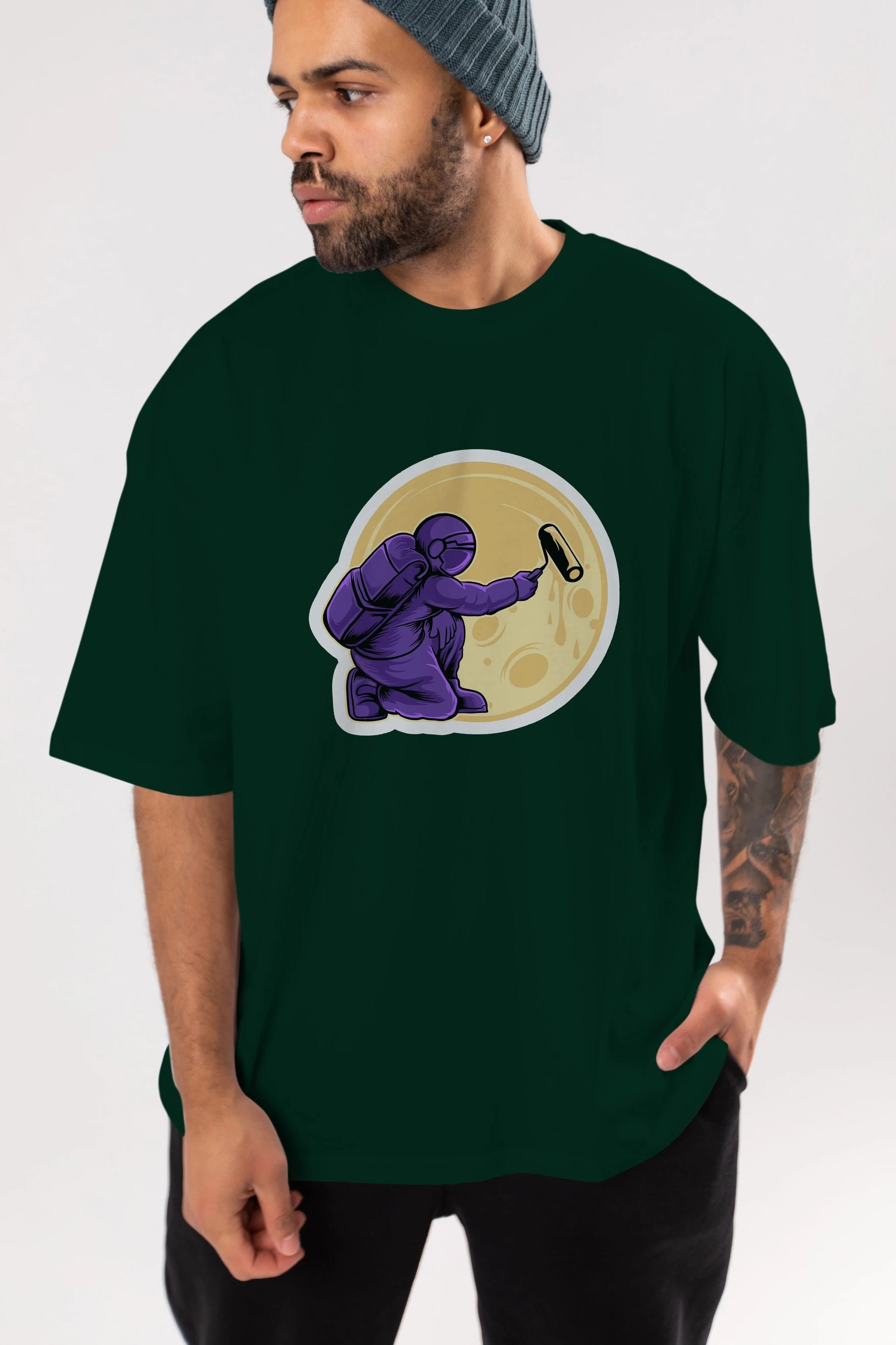 Astropaint Sticker Ön Baskılı Oversize t-shirt Erkek Kadın Unisex