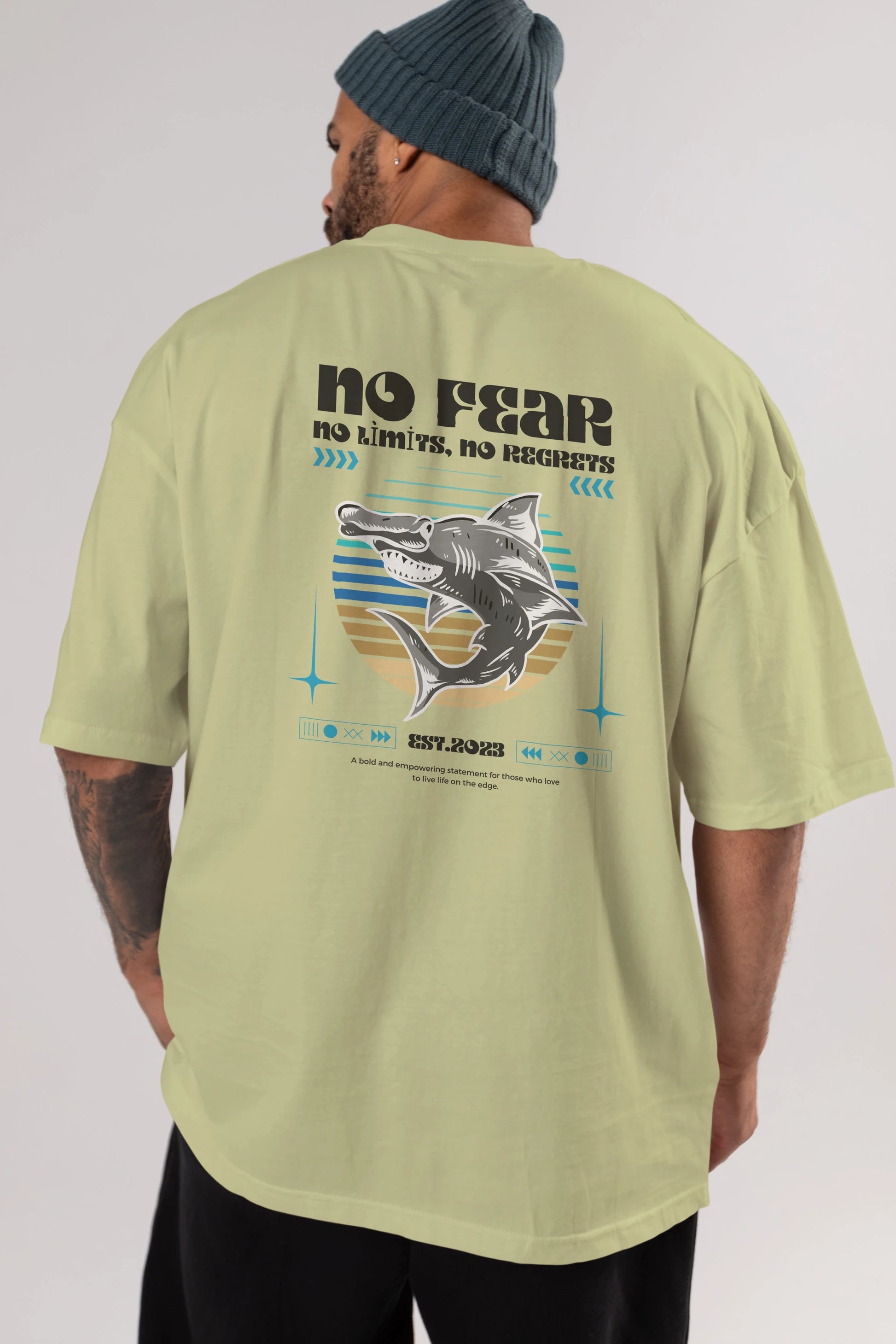 No Fear Yazılı Arka Baskılı Oversize t-shirt Erkek Kadın Unisex