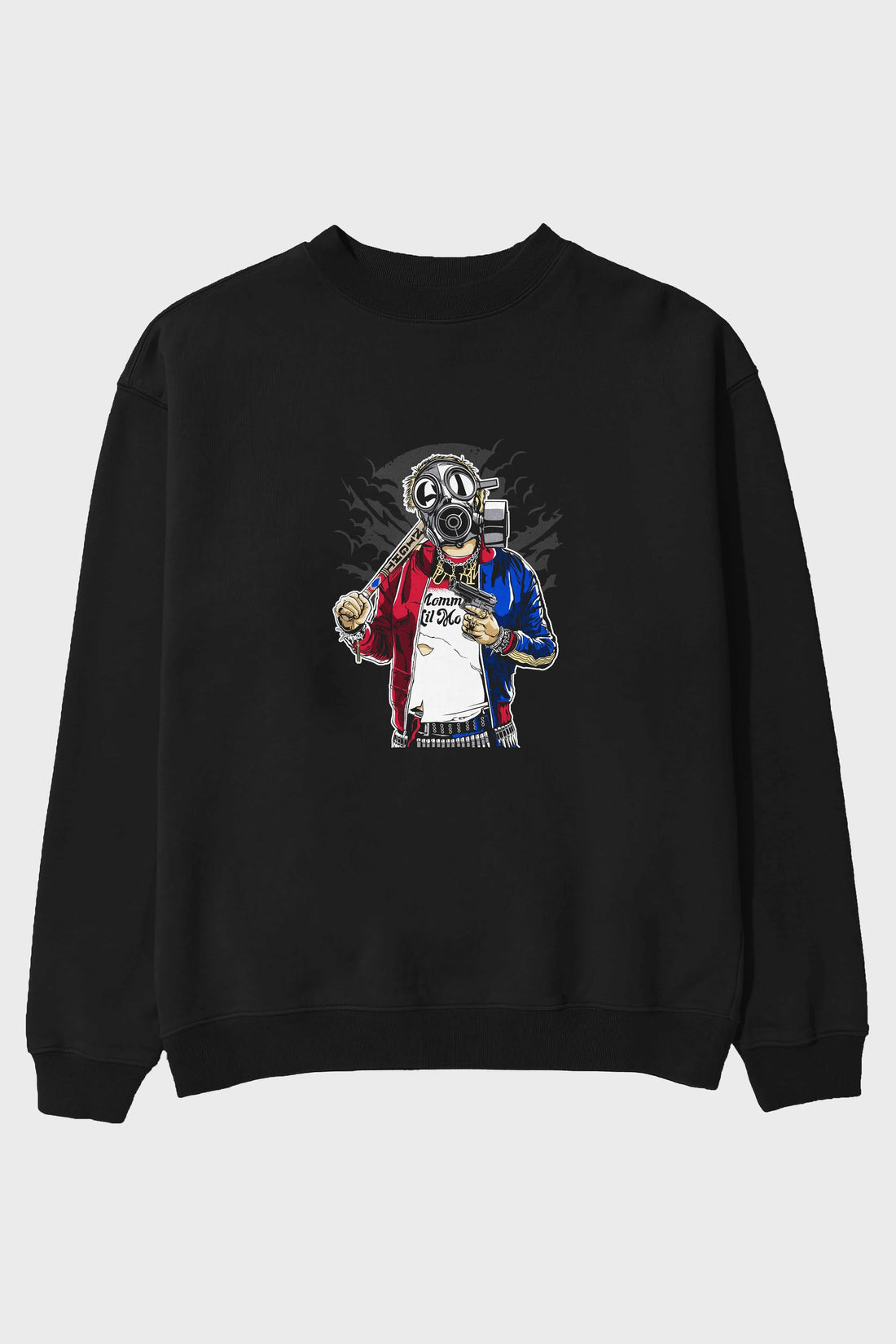 Suicide Gasmask Ön Baskılı Oversize Sweatshirt Erkek Kadın Unisex