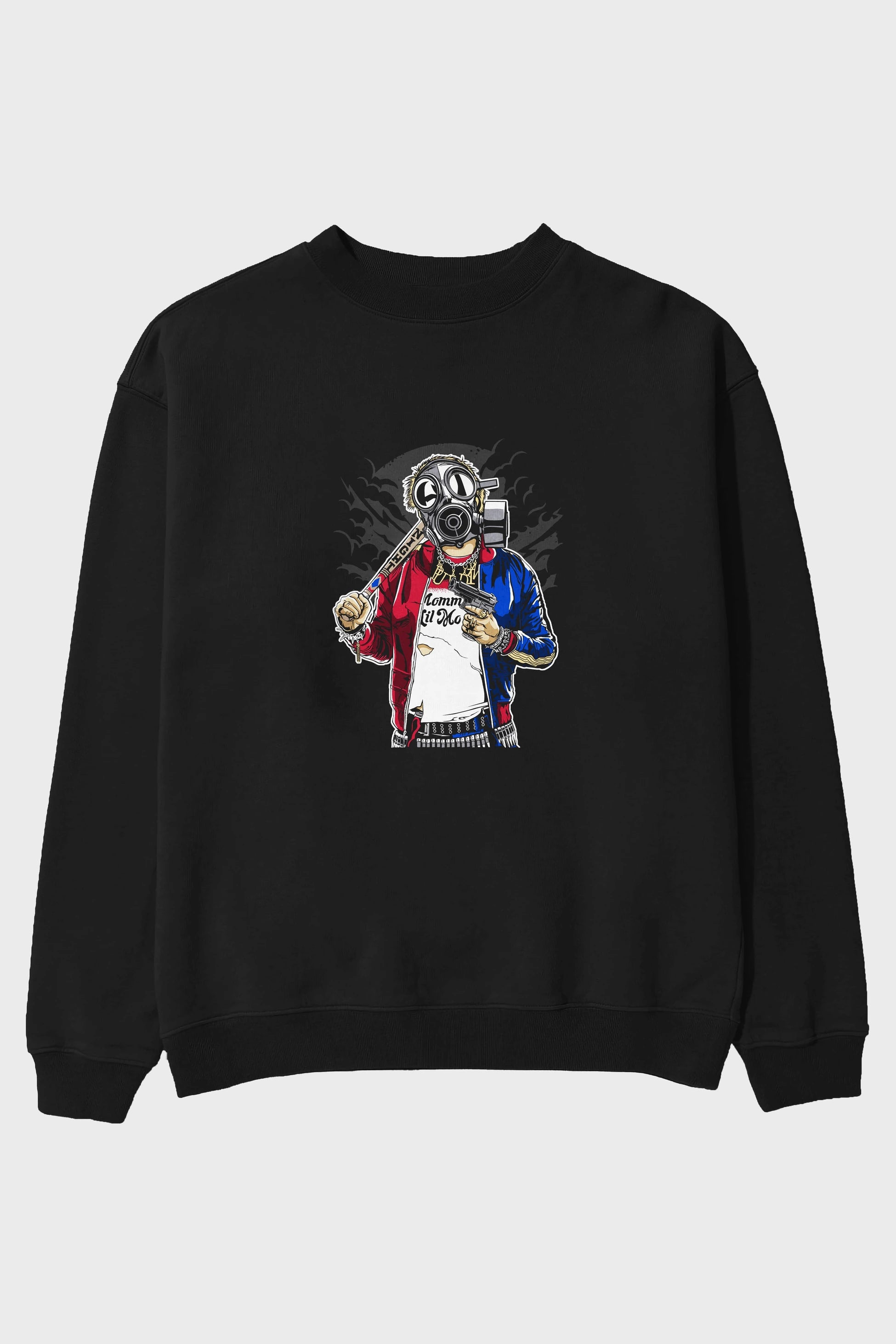Suicide Gasmask Ön Baskılı Oversize Sweatshirt Erkek Kadın Unisex