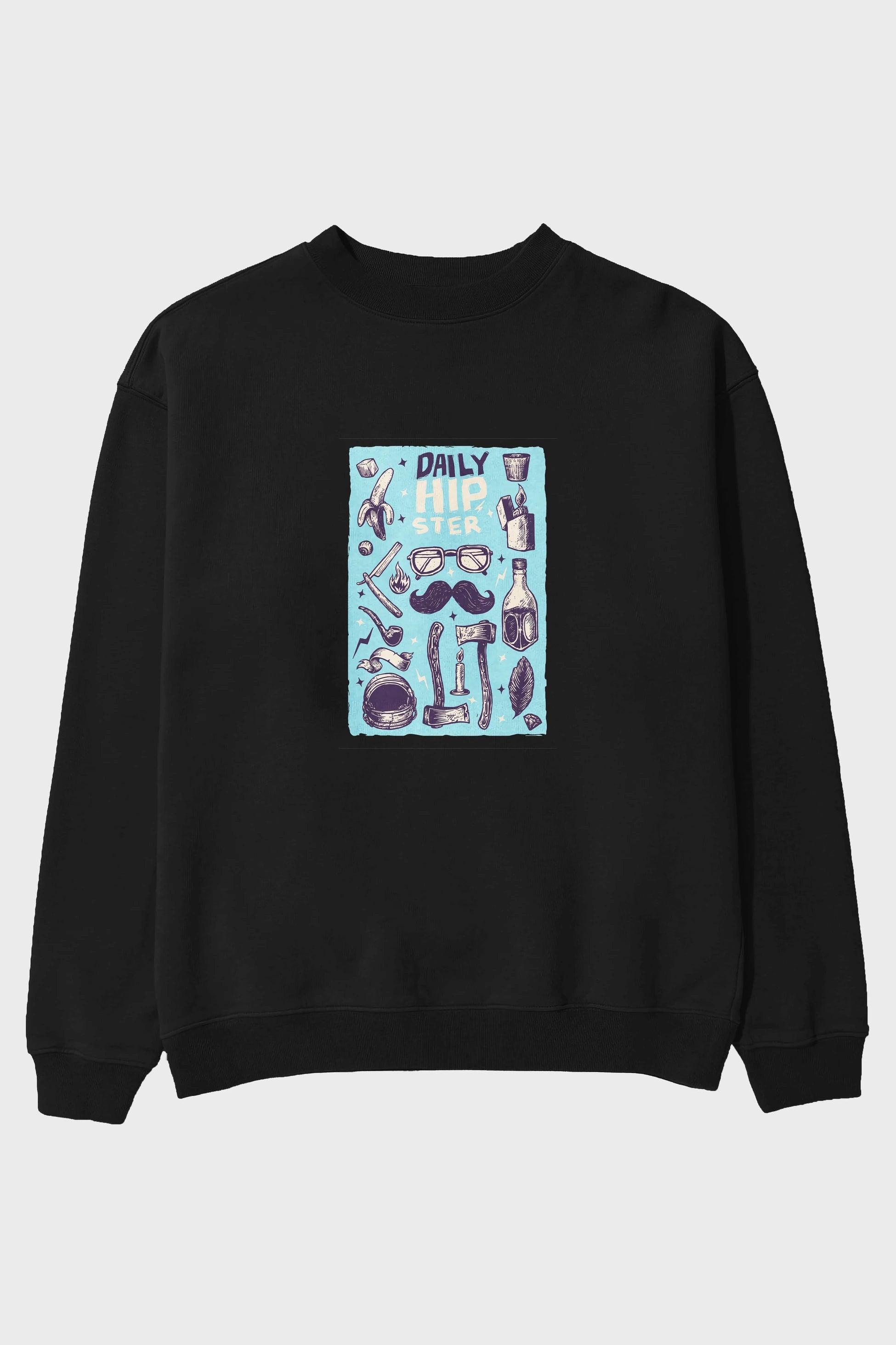 Hipster Ön Baskılı Oversize Sweatshirt Erkek Kadın Unisex