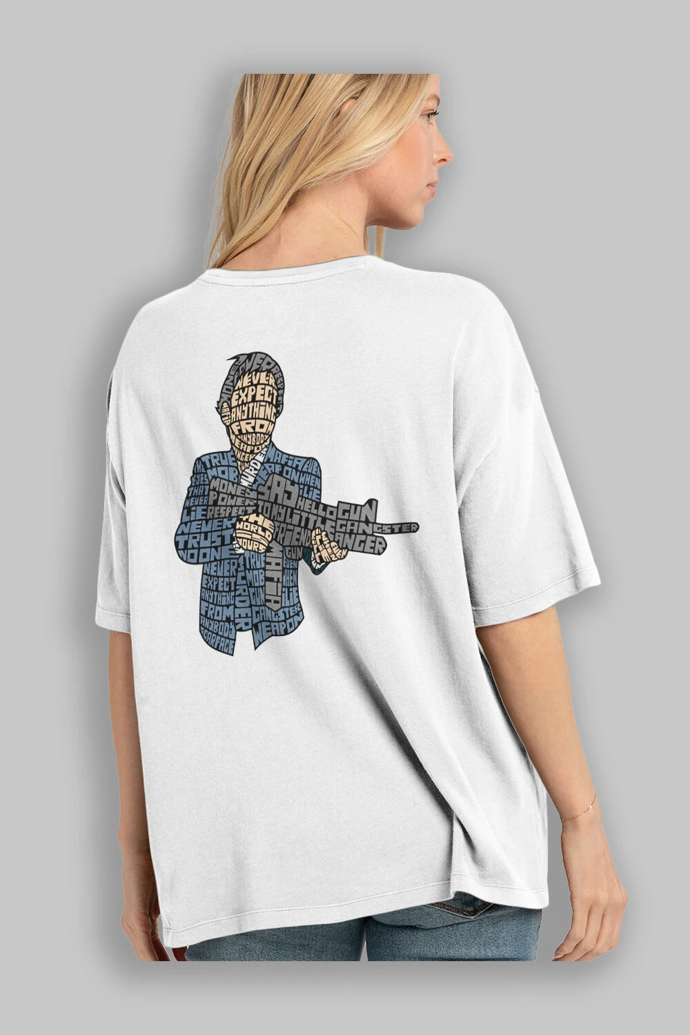 Mafia Arka Baskılı Oversize t-shirt %100 pamuk Erkek Kadın Unisex