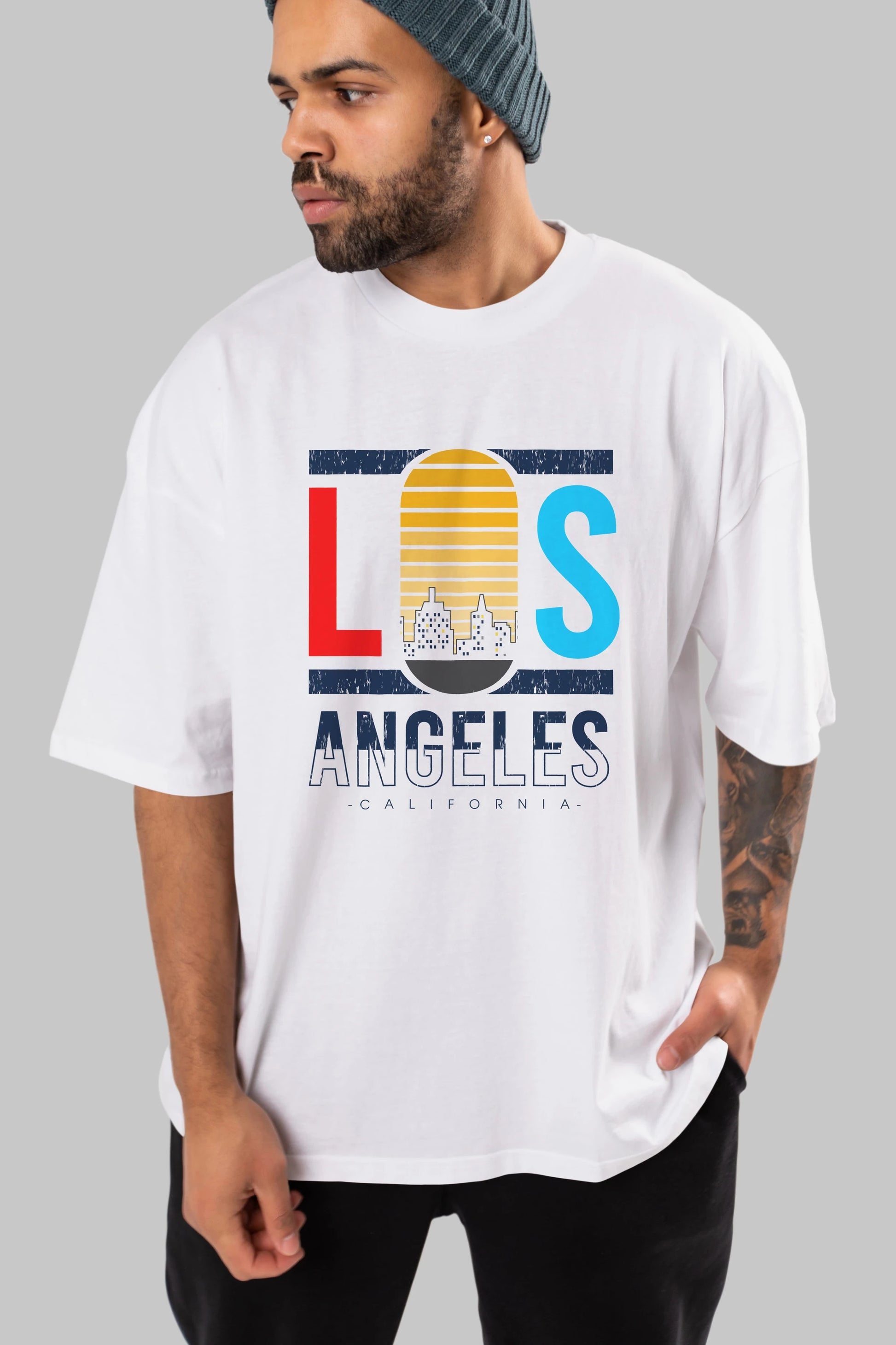 Los Angeles Ön Baskılı Oversize t-shirt Erkek Kadın Unisex