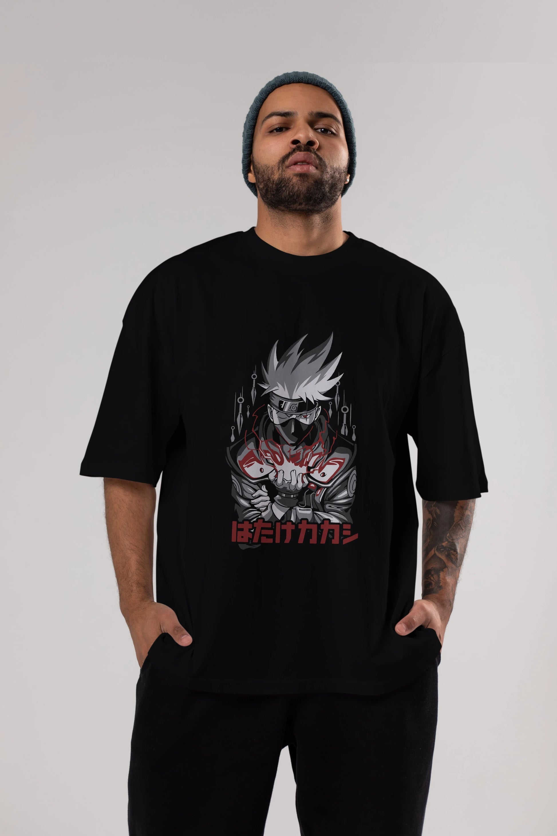 KAKASHI HATAKE NARUTO 1 Anime Ön Baskılı Oversize t-shirt %100 pamuk Erkek Kadın Unisex