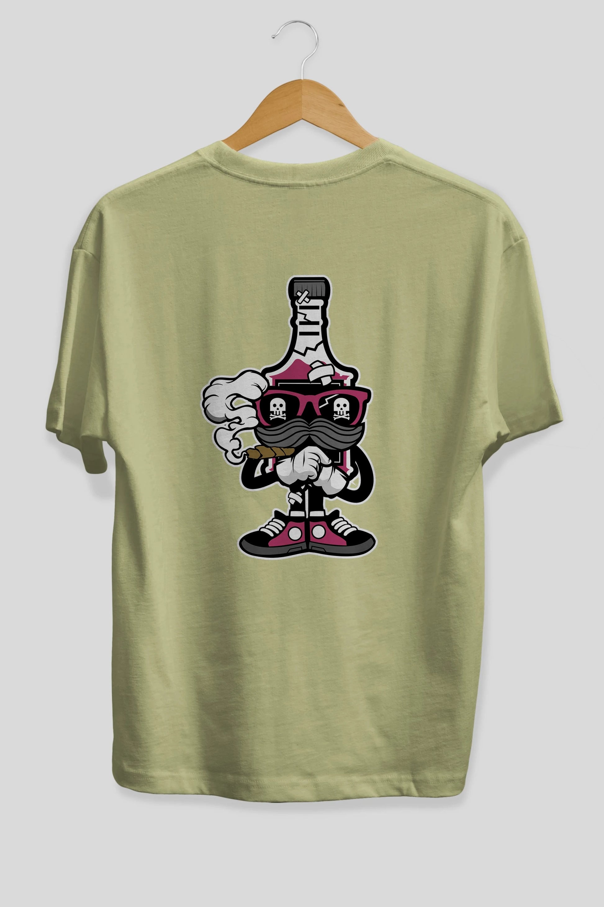 Vodka Bottle Arka Baskılı Oversize t-shirt Erkek Kadın Unisex %100 Pamuk tişort