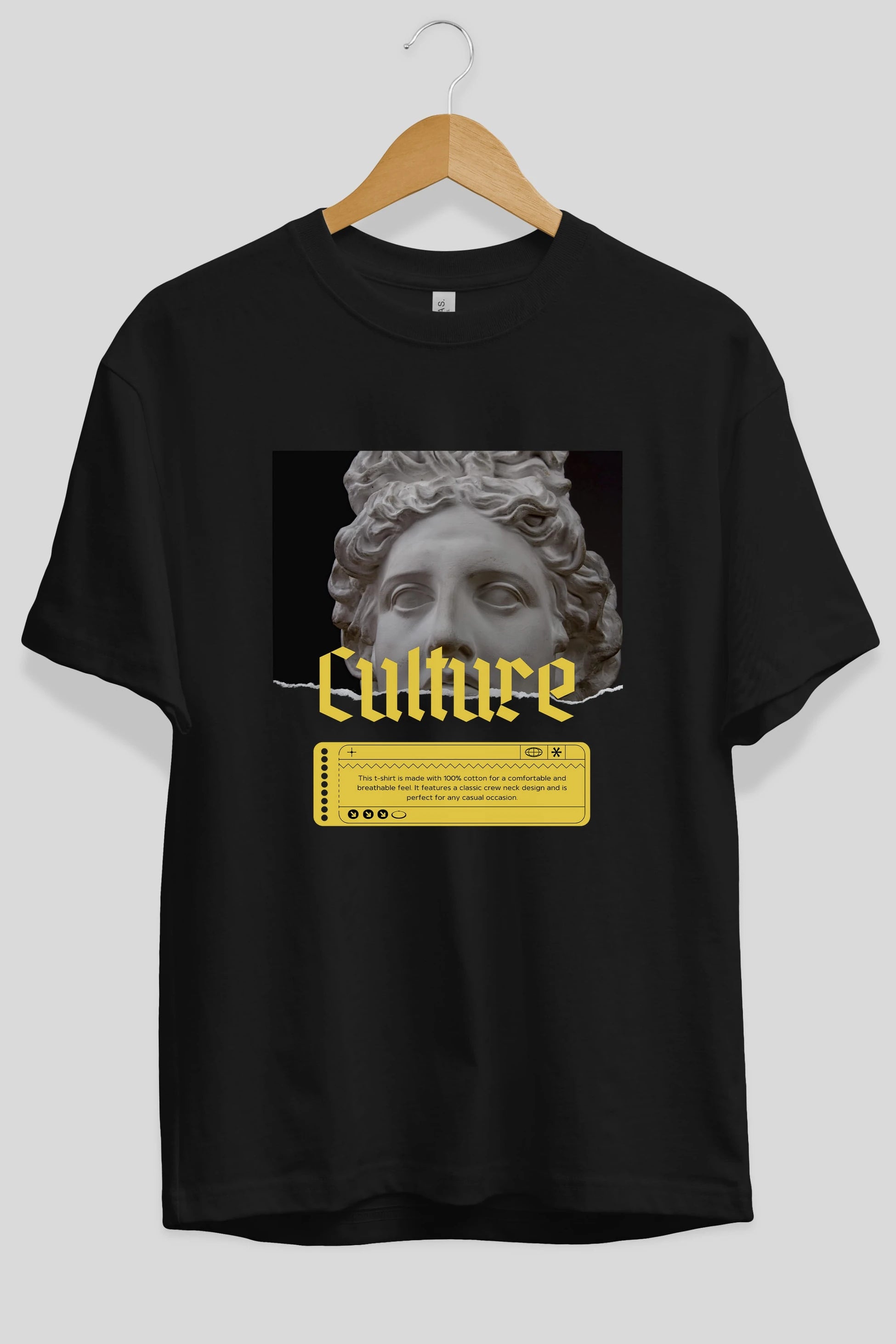 Culture Yazılı Ön Baskılı Oversize t-shirt Erkek Kadın Unisex