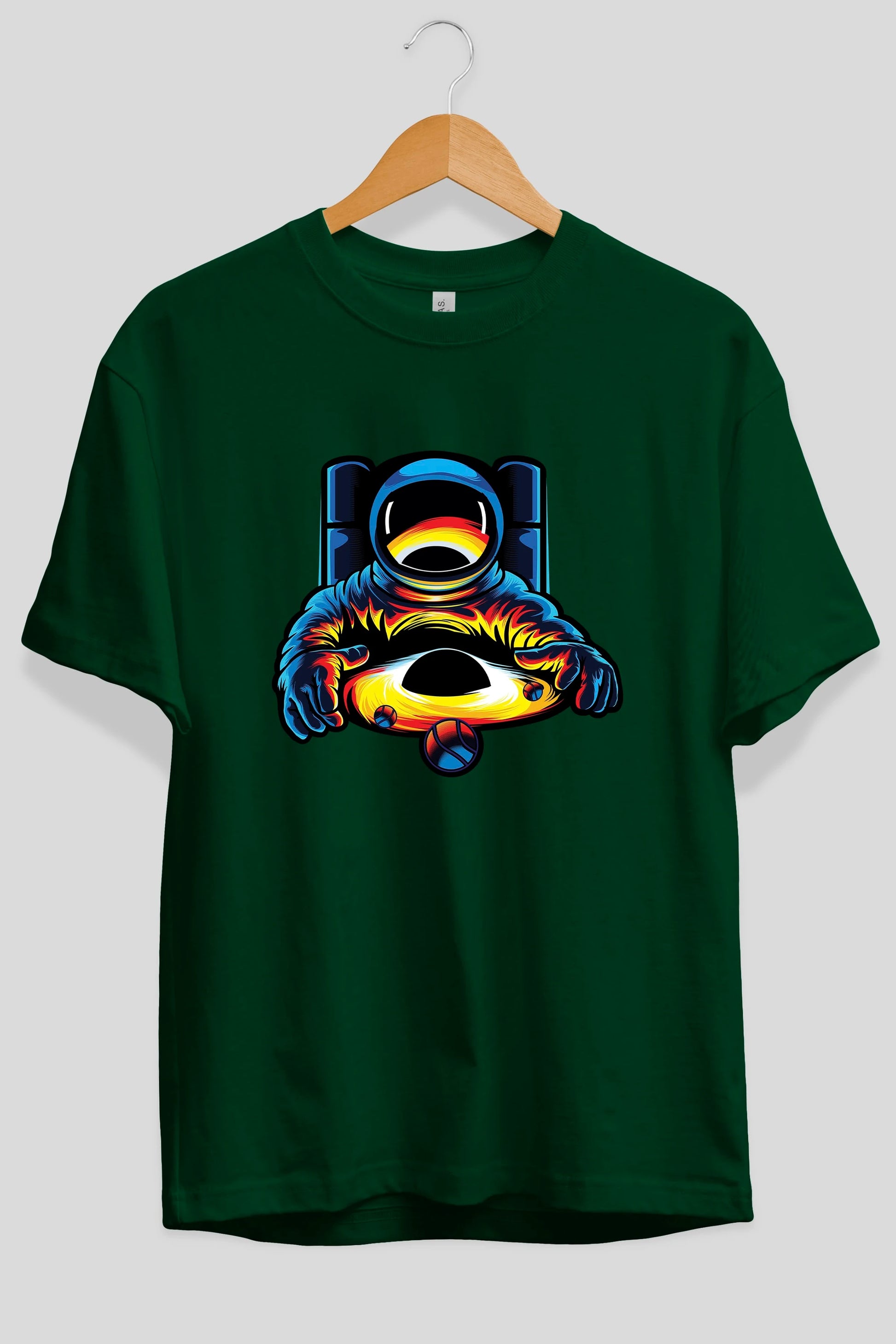 Astronaut & Black Hole Ön Baskılı Oversize t-shirt Erkek Kadın Unisex