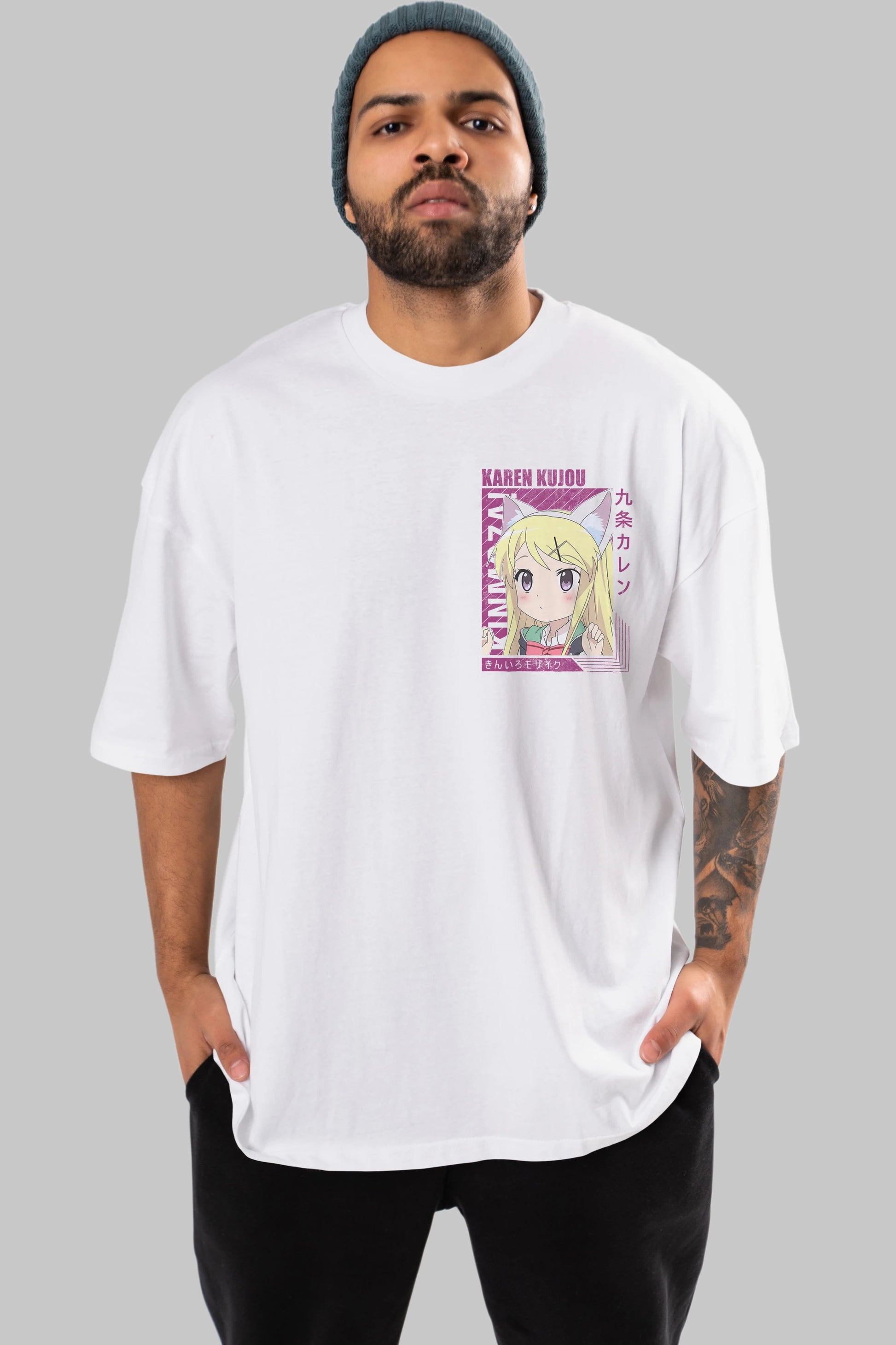 Karen Kujou 4 Ön Sol Baskılı Oversize t-shirt Erkek Kadın Unisex %100 Pamuk Bisiklet Yaka tişort