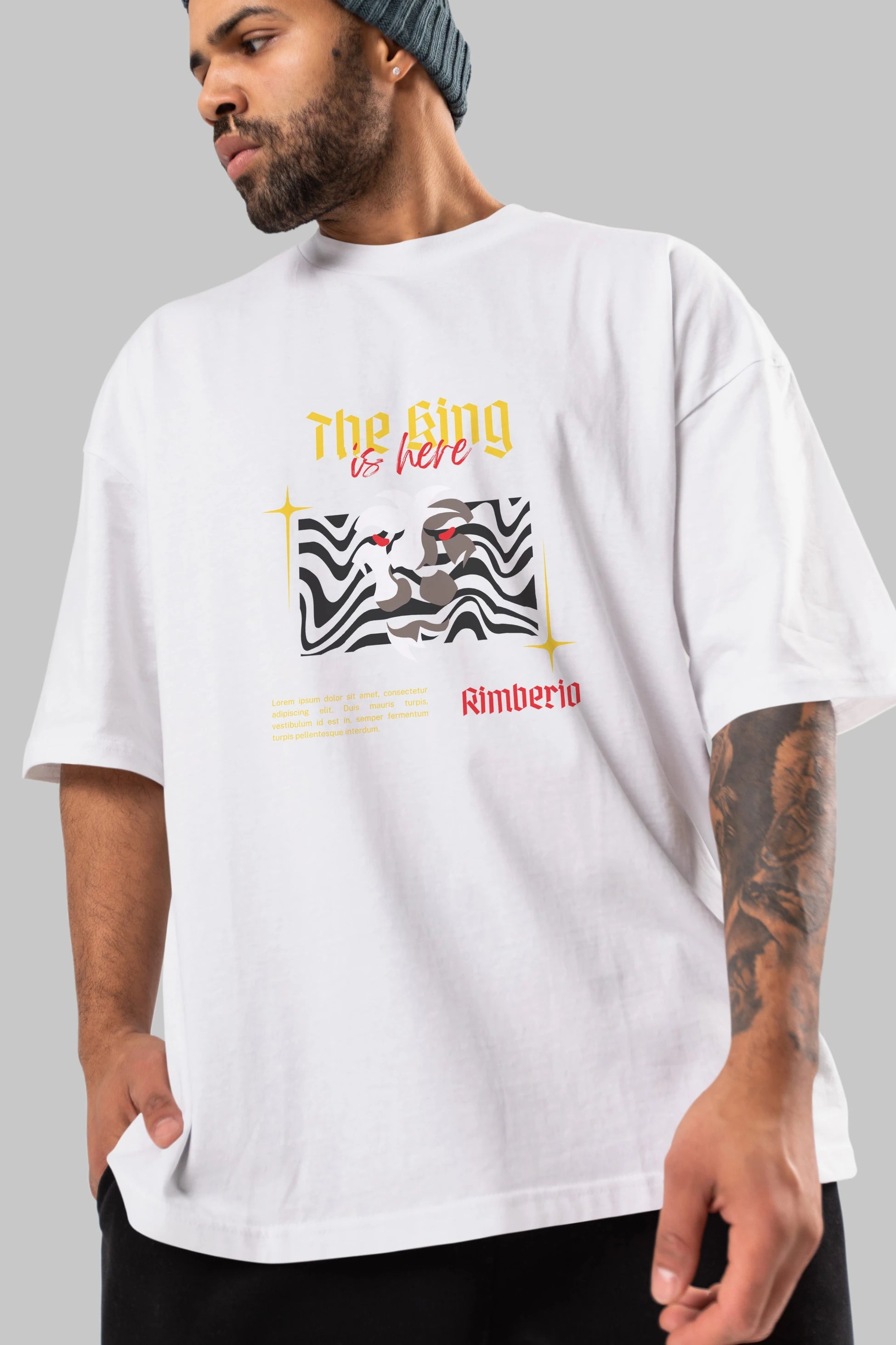 The King is Here Yazılı Ön Baskılı Oversize t-shirt Erkek Kadın Unisex