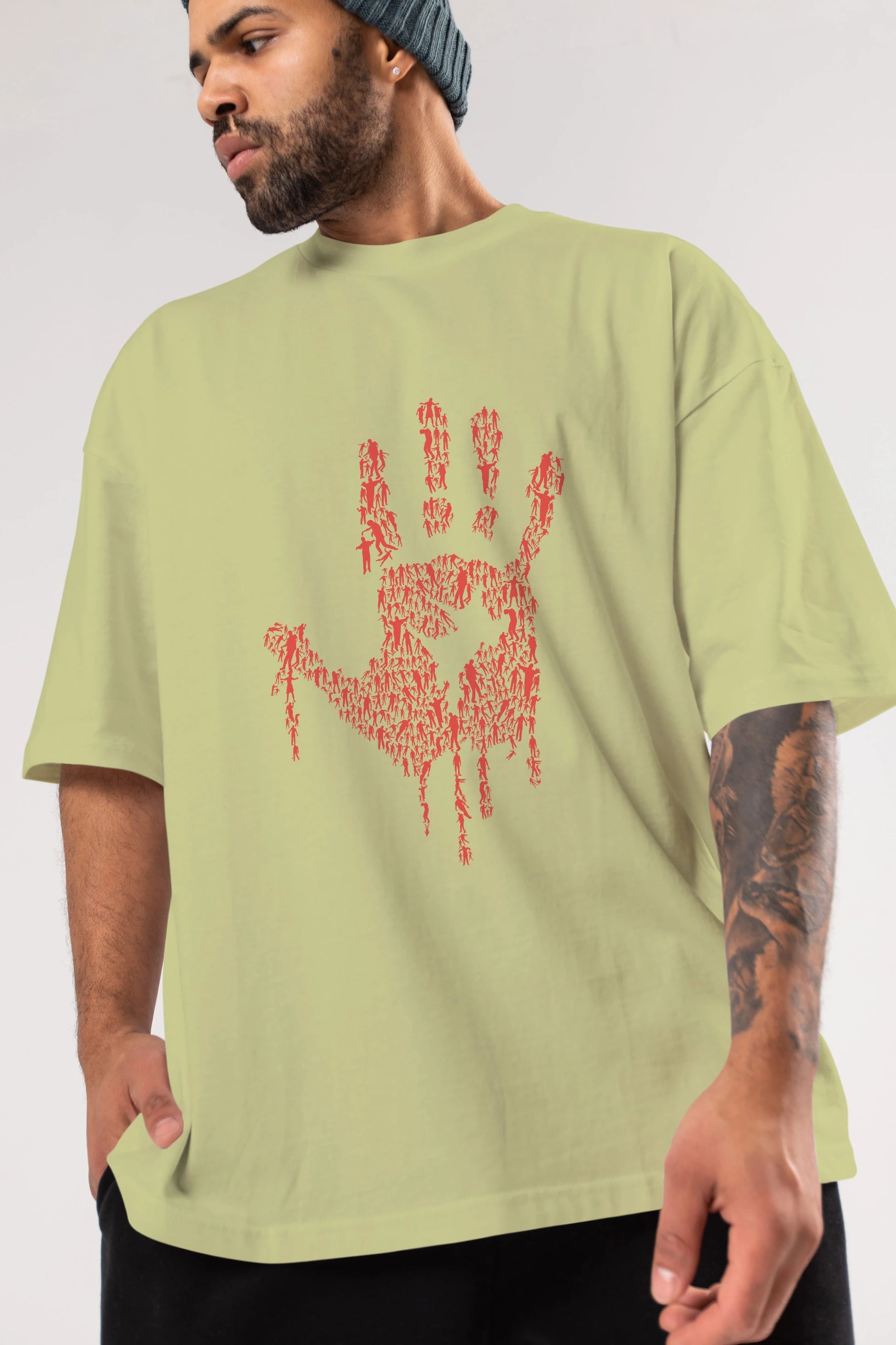 Hand Of Zombies Ön Baskılı Oversize t-shirt %100 pamuk Erkek Kadın Unisex