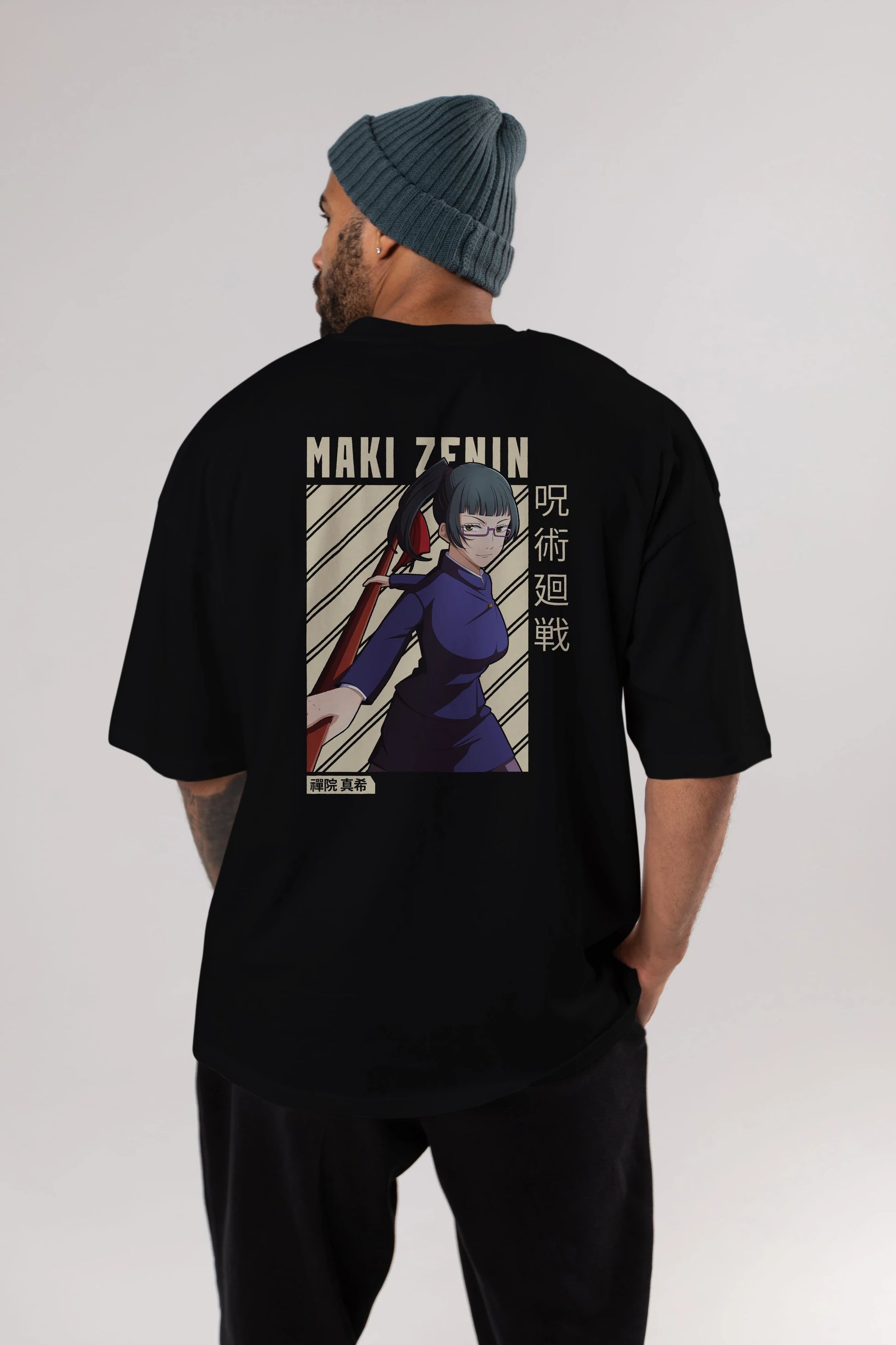 Maki Zenin CHAİNSAWMAN Anime Arka Baskılı Oversize t-shirt Erkek Kadın Unisex